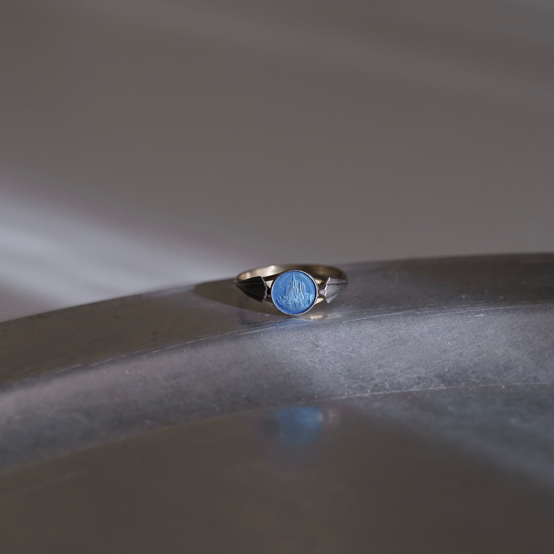 C.1930-1950|Blue Mont Saint-Michel Medaille Ring
