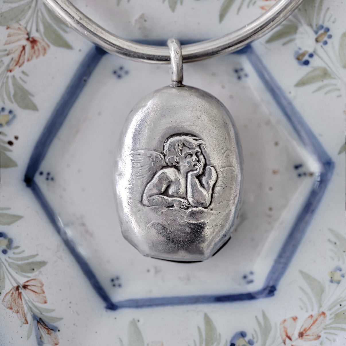 C.1900|Angel Silver Baby Rattle Converted Pendant “Jean”