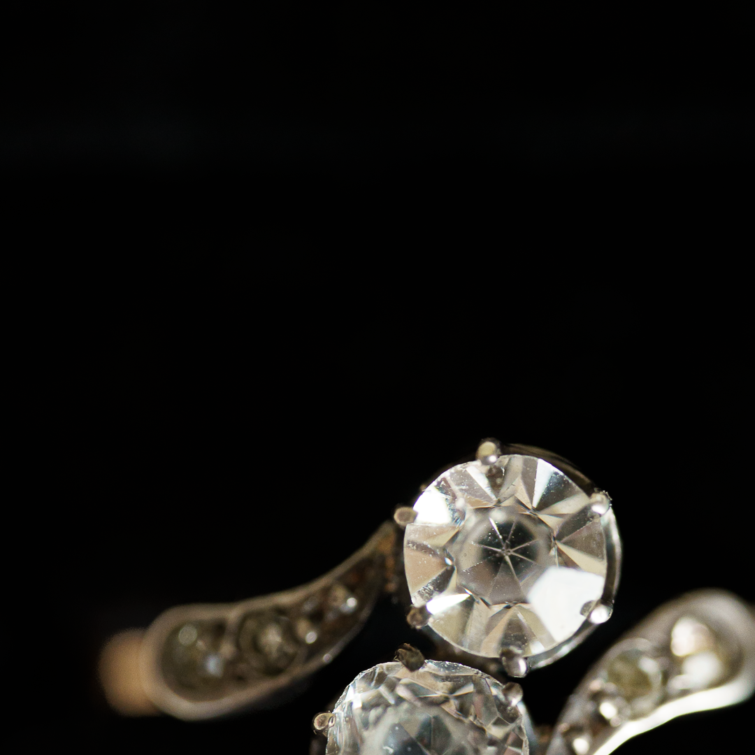 C.1900|"Toi et Moi" Paste Stone 18K Gold Ring