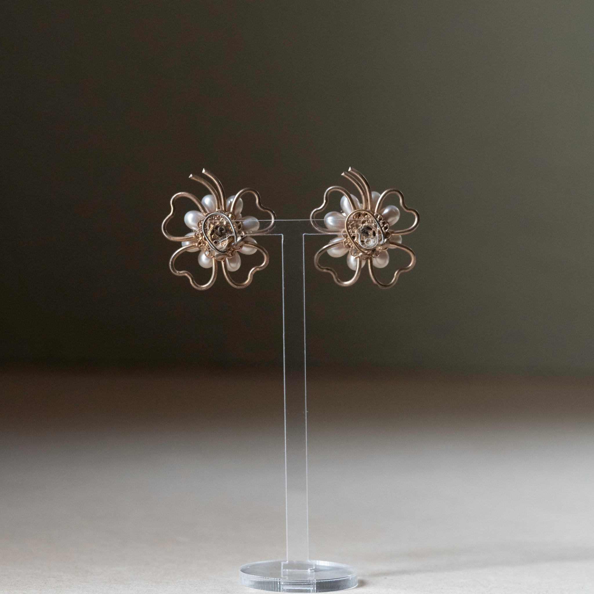 C1950 Louis Rousselet|Clover Glass Pearl Earrings