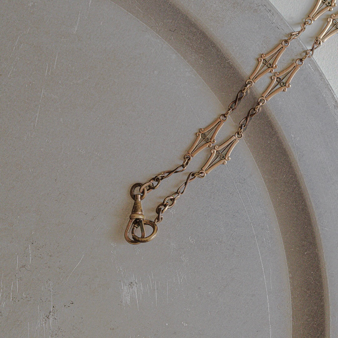 C.1900-1915|Art Nouveau Filigree Link Albert Chain