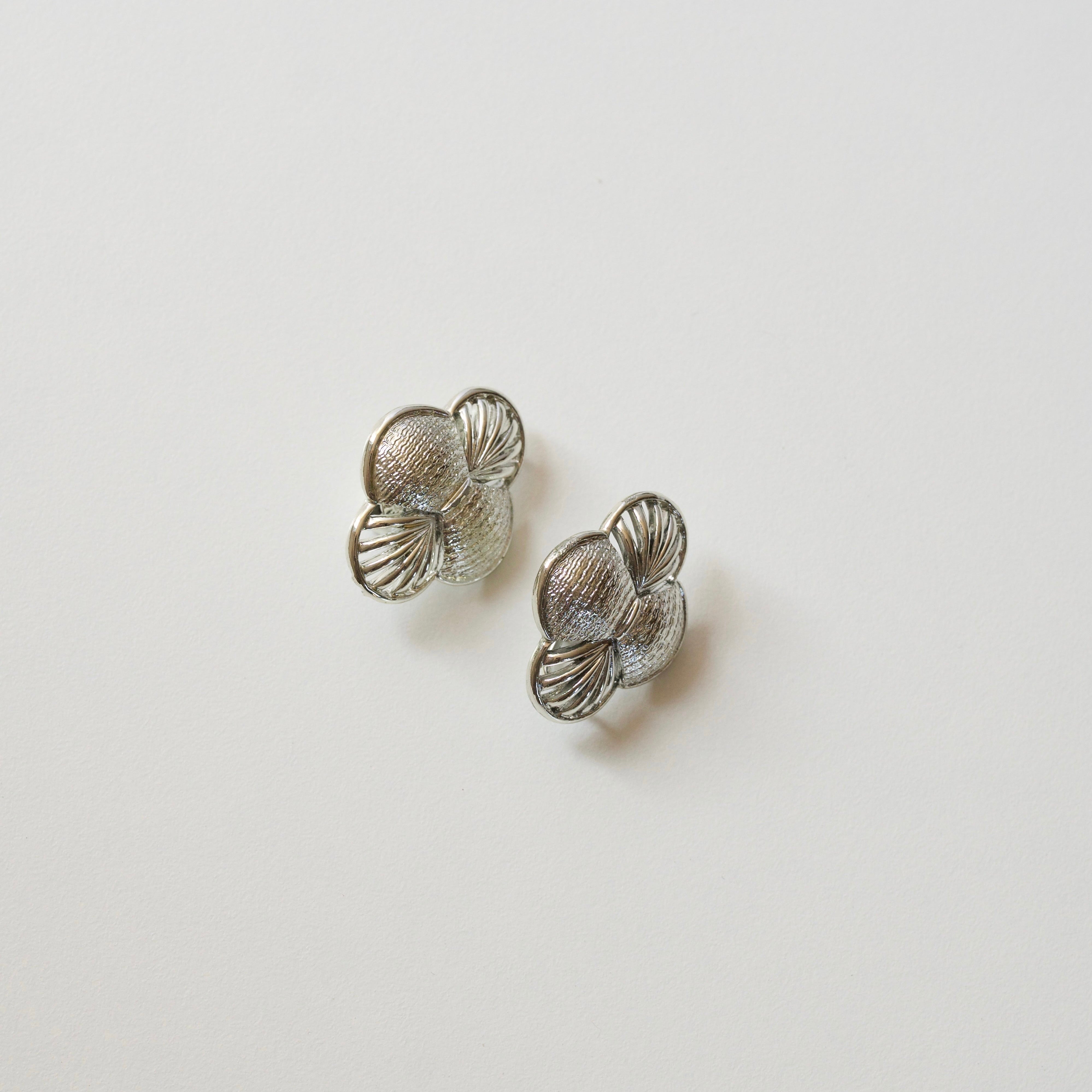 CORO Clover Silver Tone Earrings