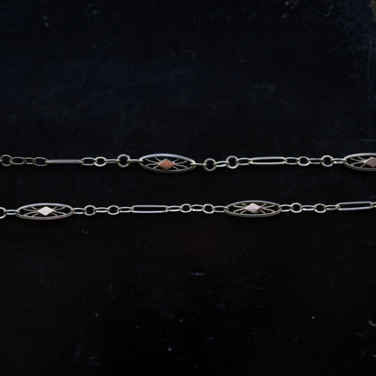 C.1900-1920|Ornamental Station Silver Chain 48cm