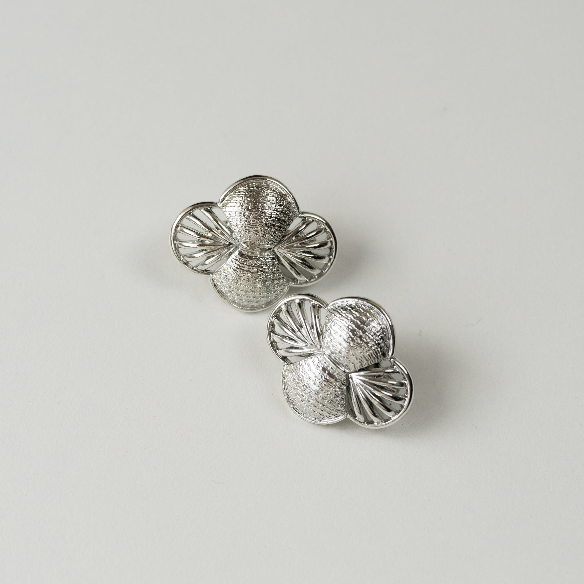 CORO Clover Silver Tone Earrings