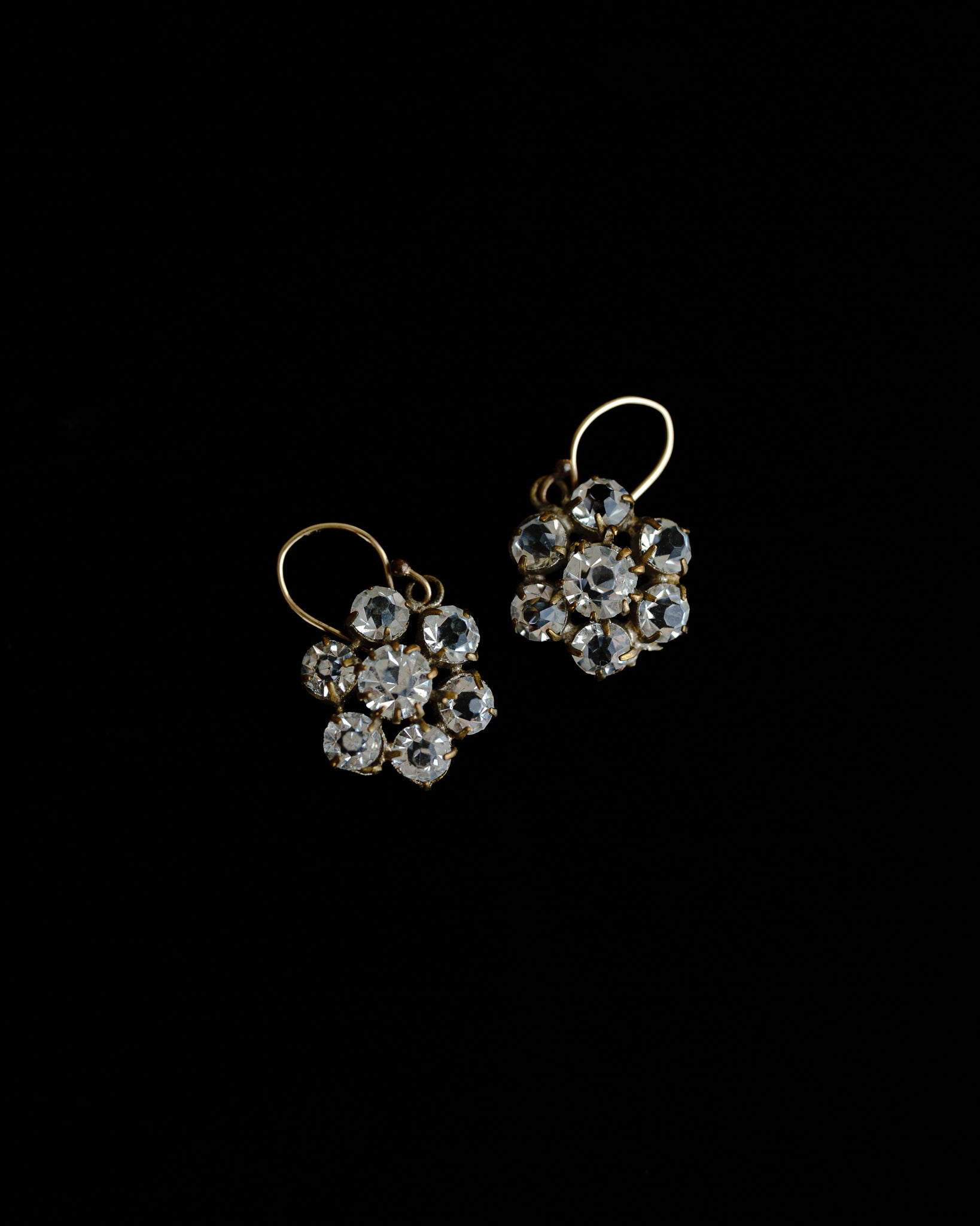 C.1900 ローズカットクリアガラス 18K ゴールド ピアス