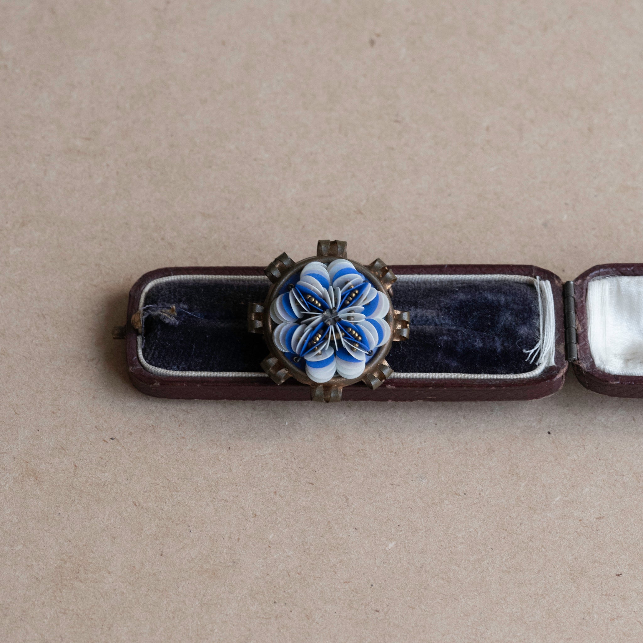 1930s Blue White Flora Brooch