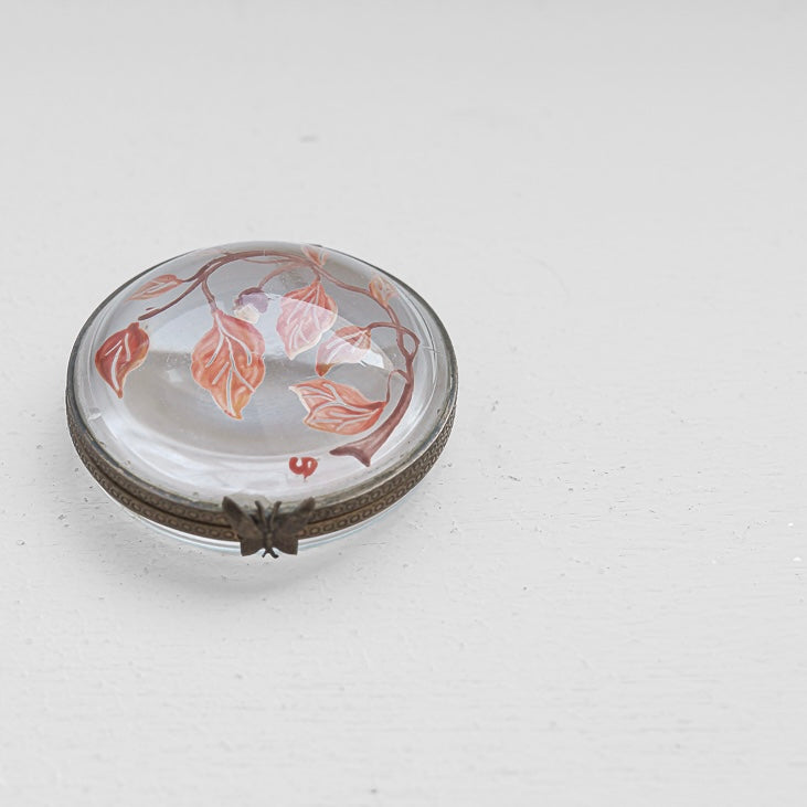 C.1900–1930|Small Domed Glass Case with Hand-Painted Vine Motif