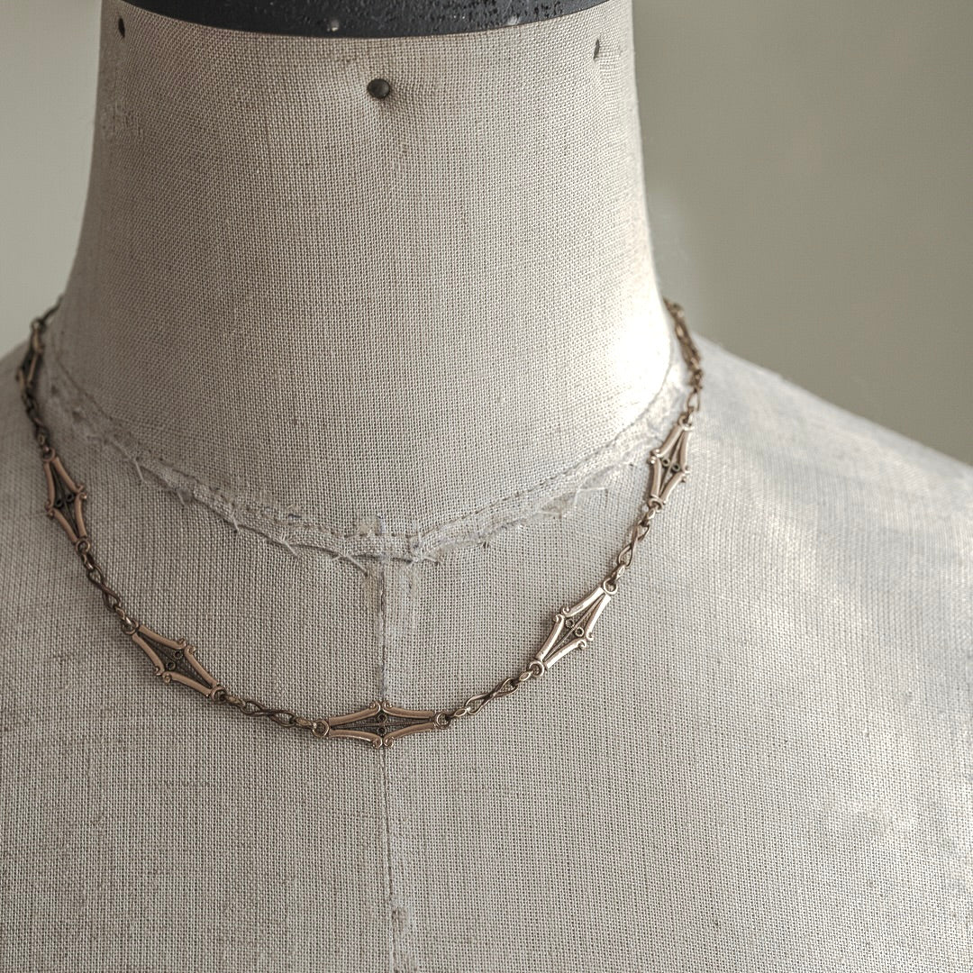 C.1900-1915|Art Nouveau Filigree Link Albert Chain