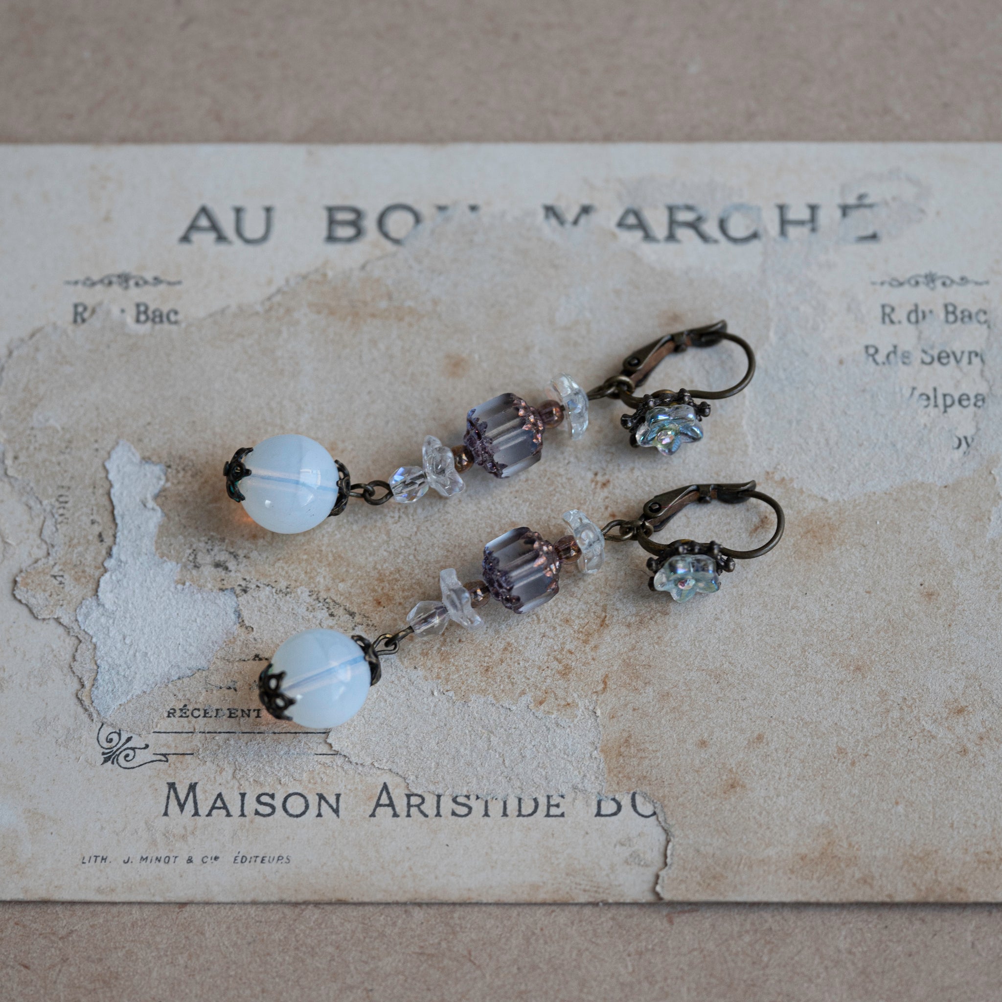 Flora Purple Glass Drop Earrings