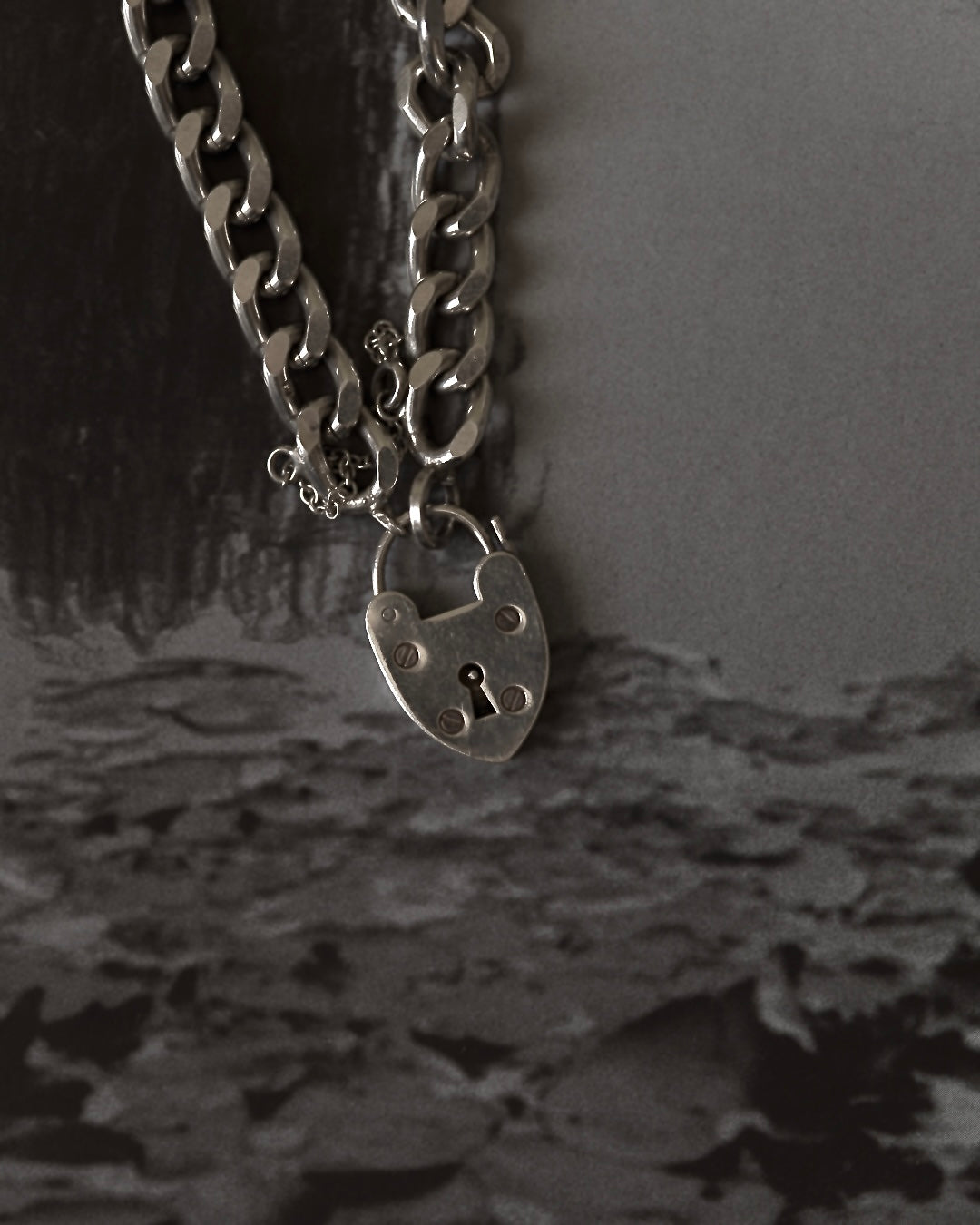 1975|Silver Heart Padlock Bracelet