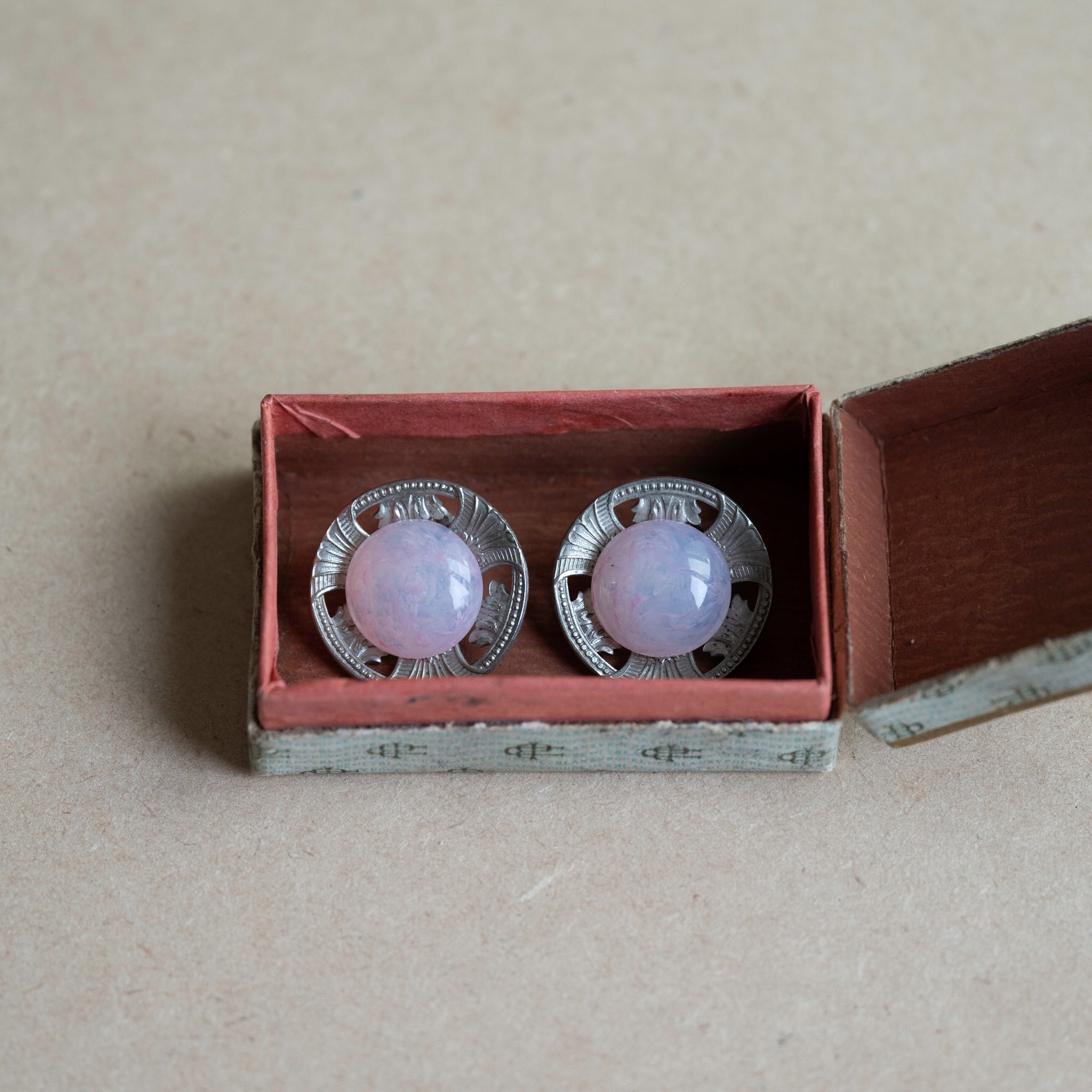 Pink Pâte de Verre Silver Earrings