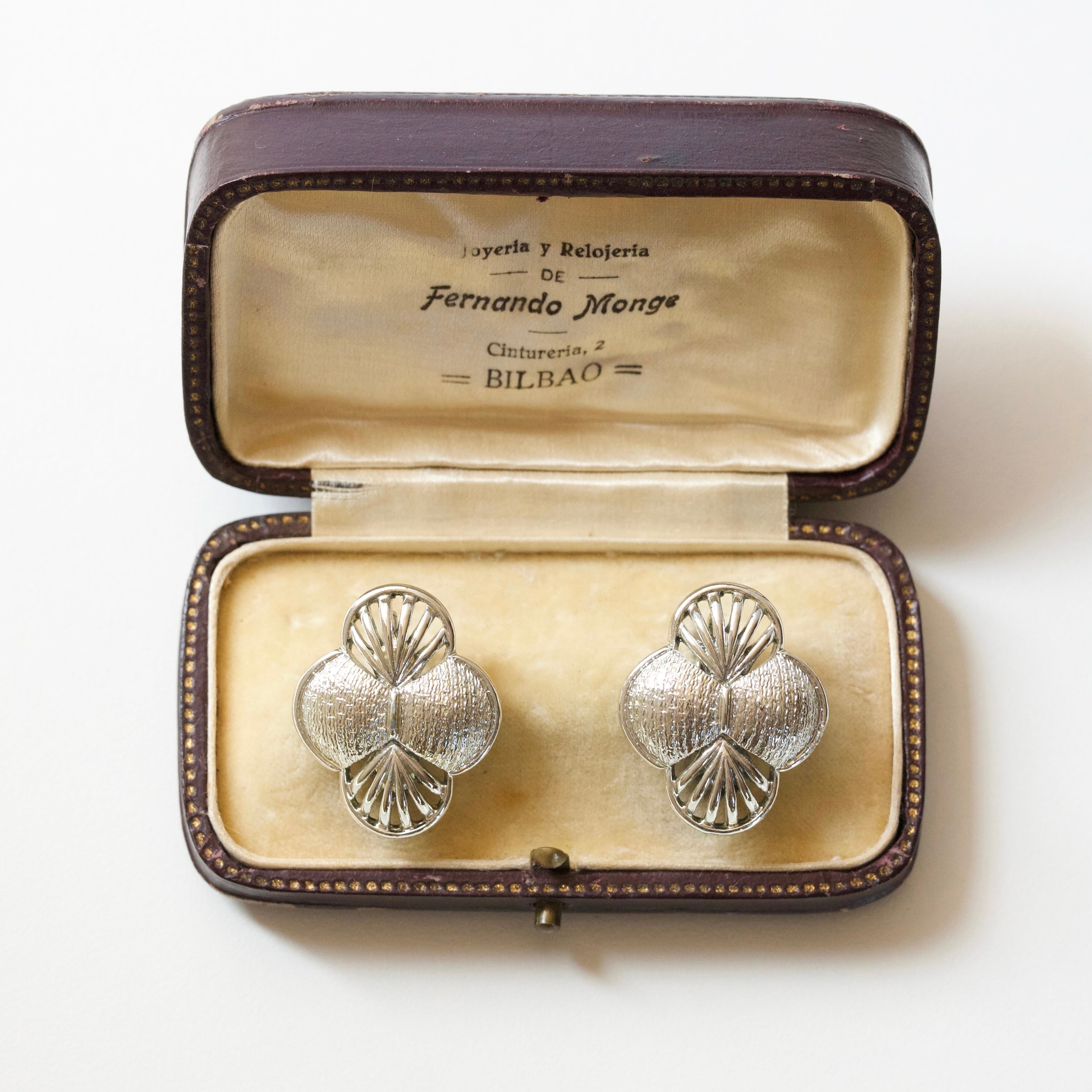 CORO Clover Silver Tone Earrings