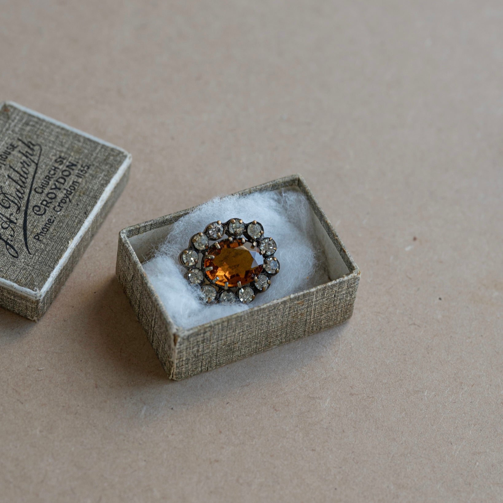 Antique Petit Orange Glass Brooch