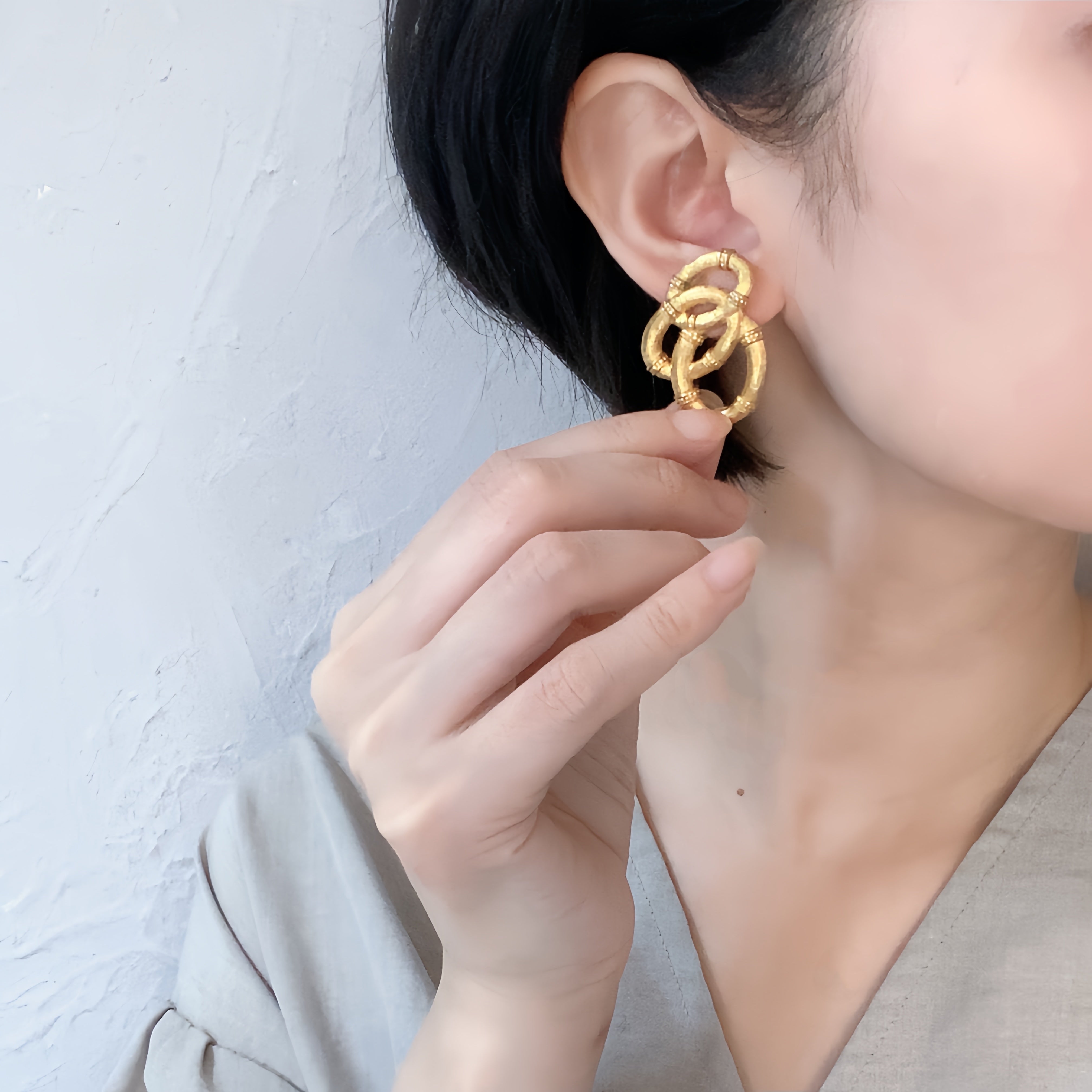 スリーバンブーループ ゴールド ピアス
