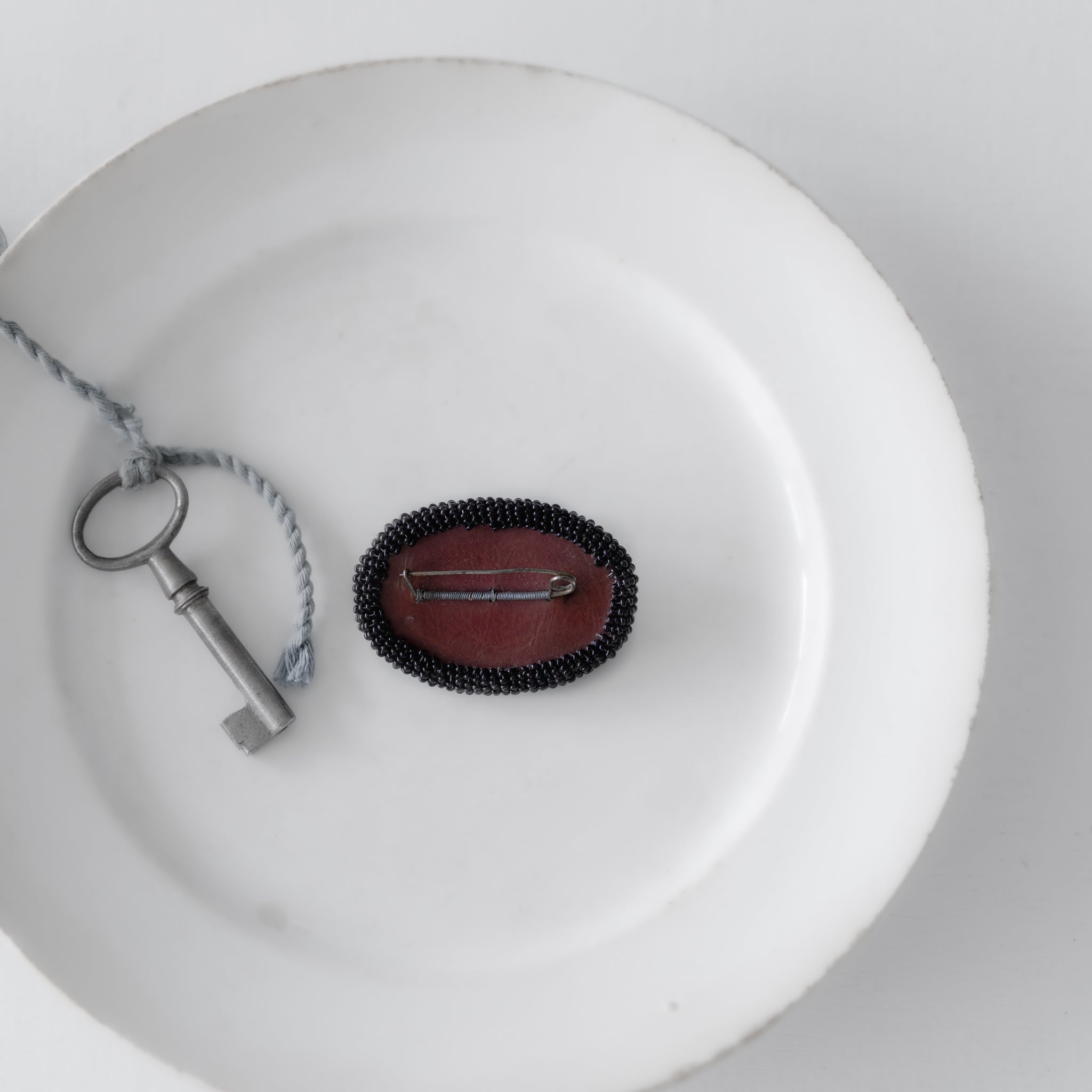 C.1900-1920|Petit Beads Flower Oval Brooch