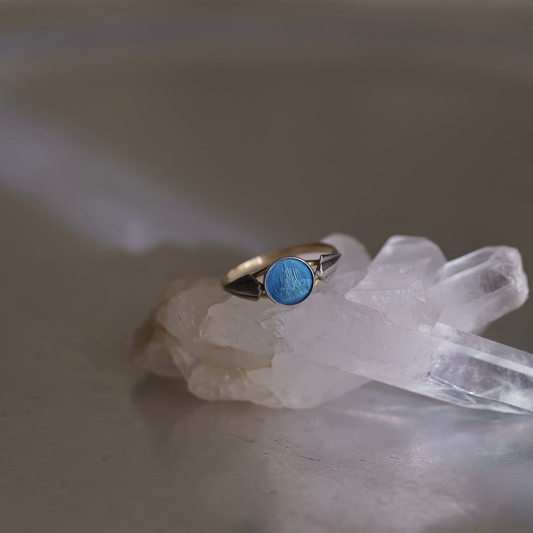 C.1930-1950|Blue Mont Saint-Michel Medaille Ring