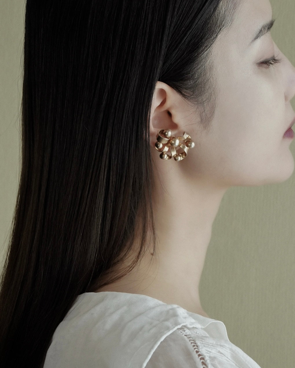 C.1950-|Structural Ribbon Silver Earrings