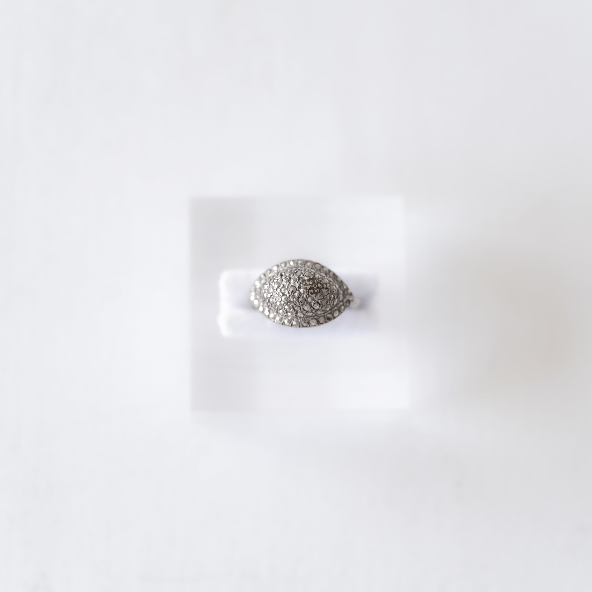 C.1930-1950| Navette Dome Marcasite Silver Ring