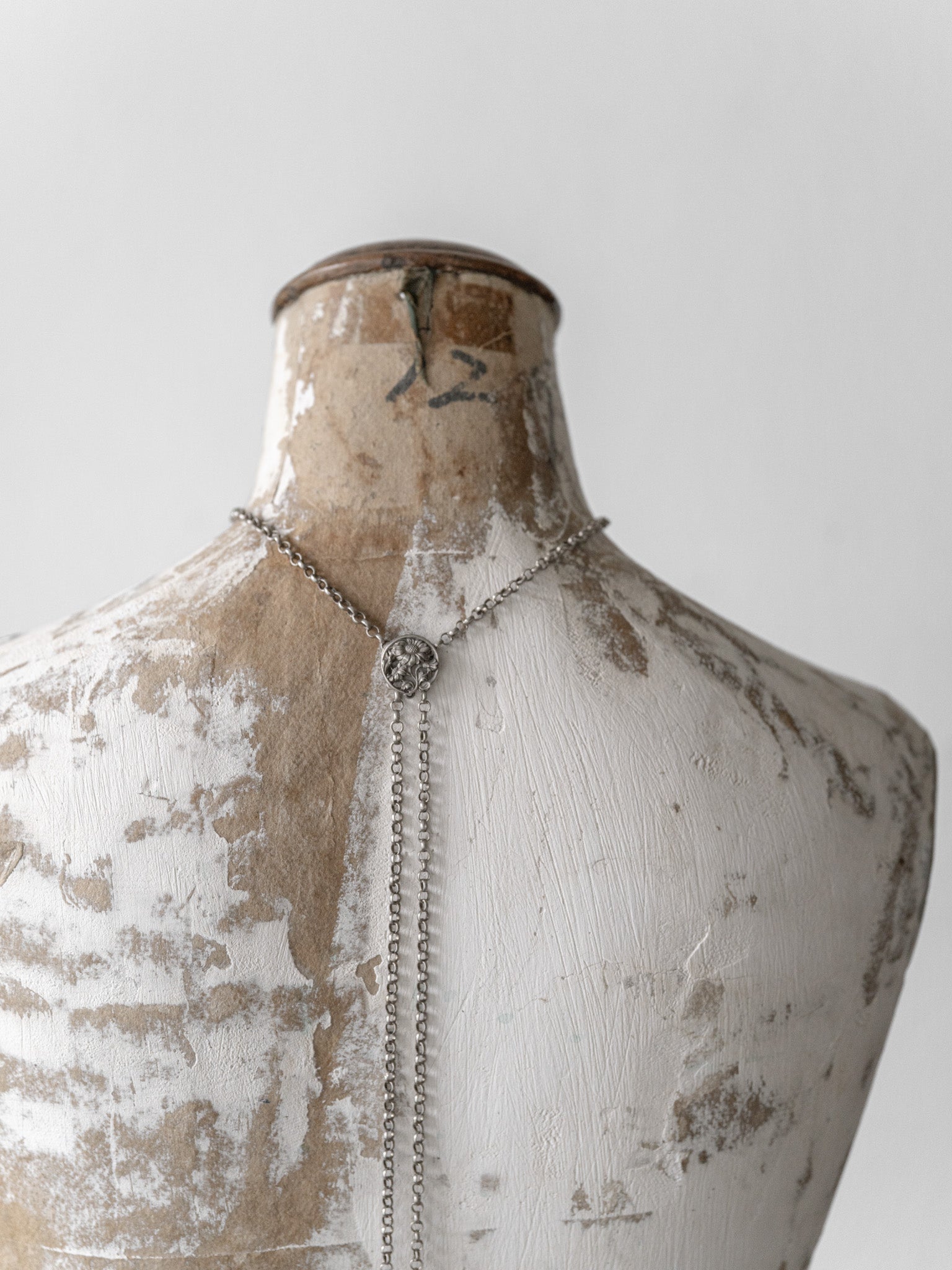 C.1900-1930|Silver Floral Lariat Necklace