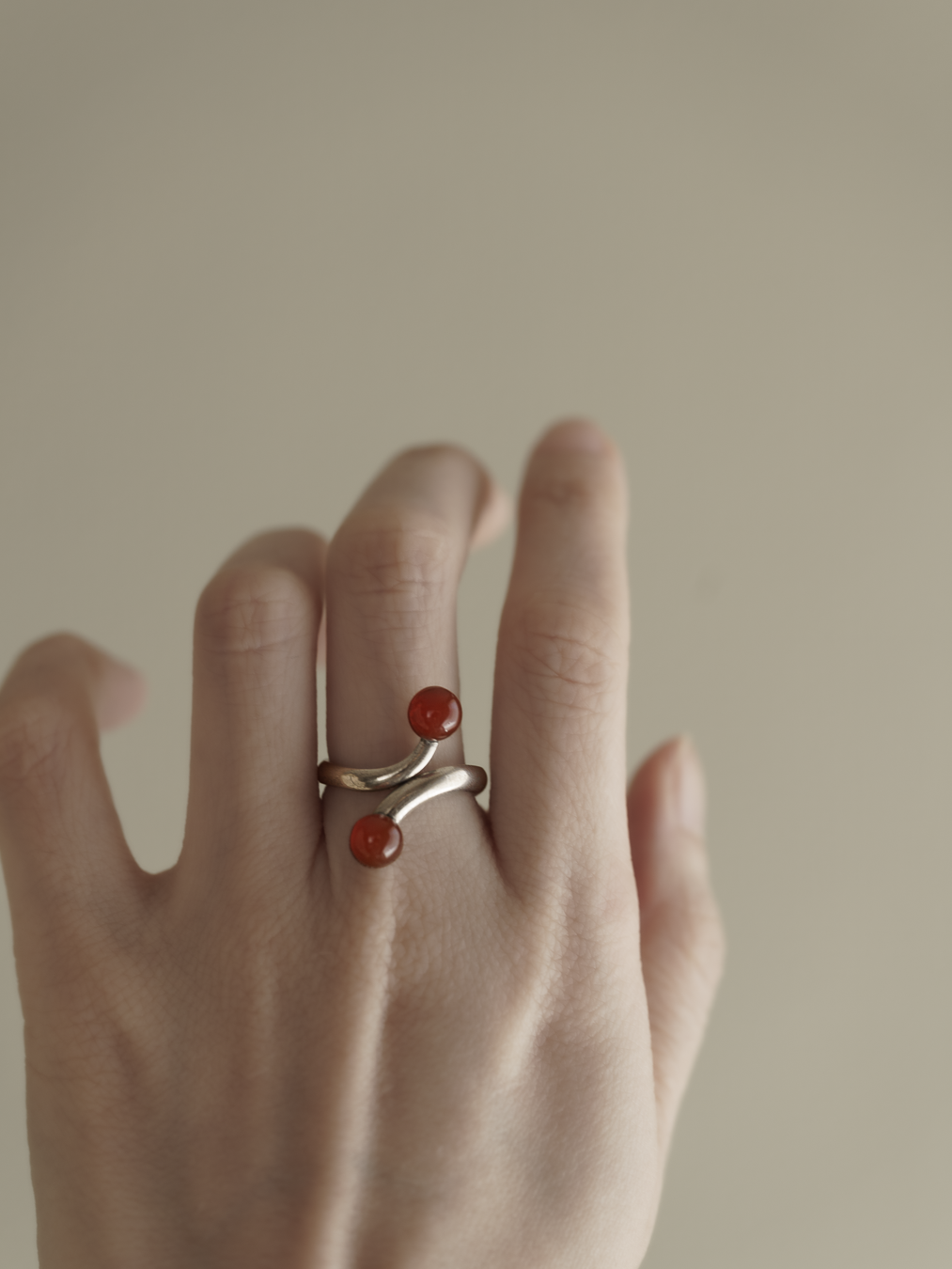 C.1920-1940|Whispered Carnelian Curves French SilverRing