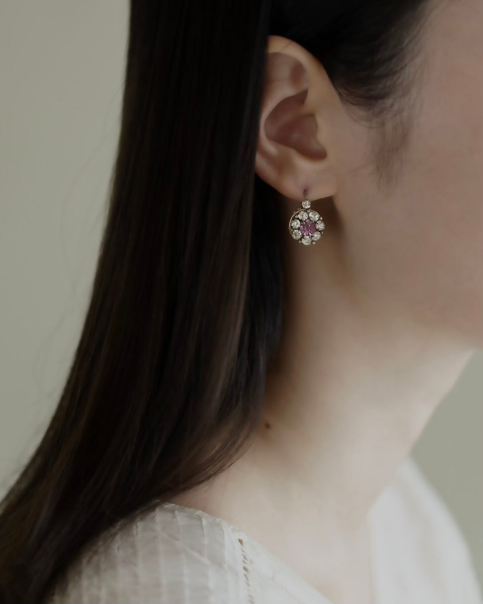 C.1900|Purple Clear Paste Pierced Earrings