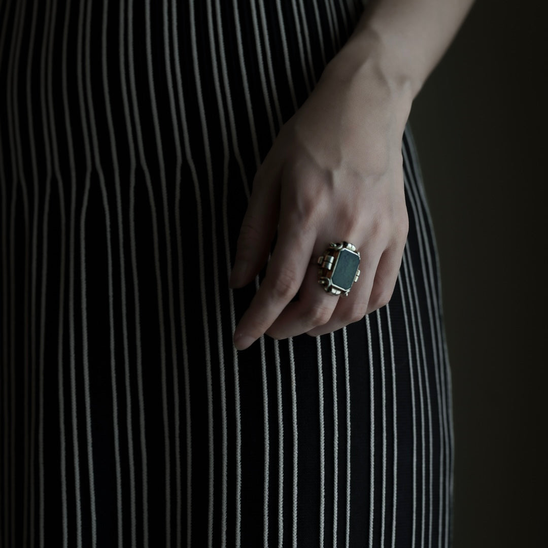 Transparent Deep Green Jasper et Silver Ring