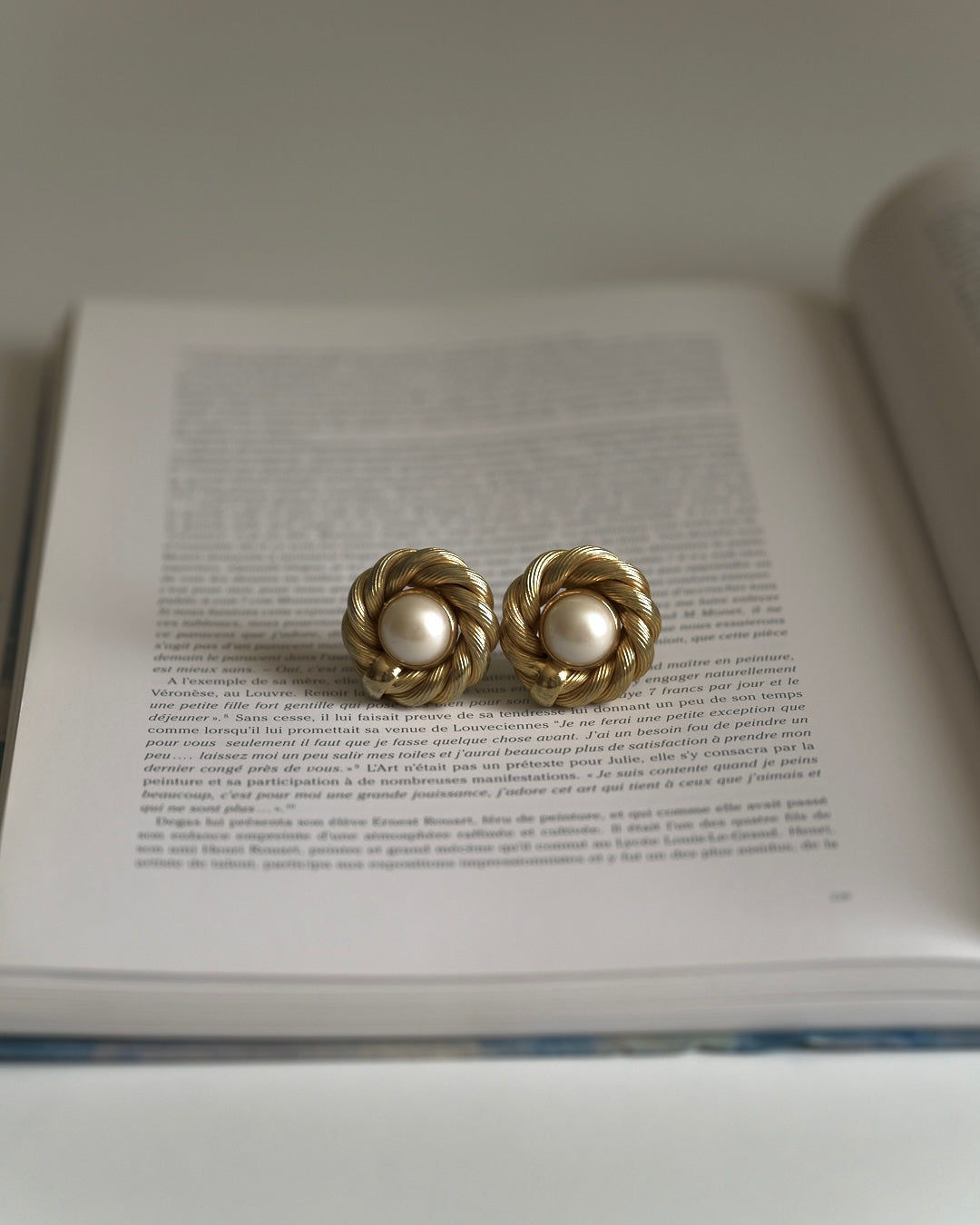 C.1950-1960 Twisted Rope Faux Pearl Clip-On Earrings