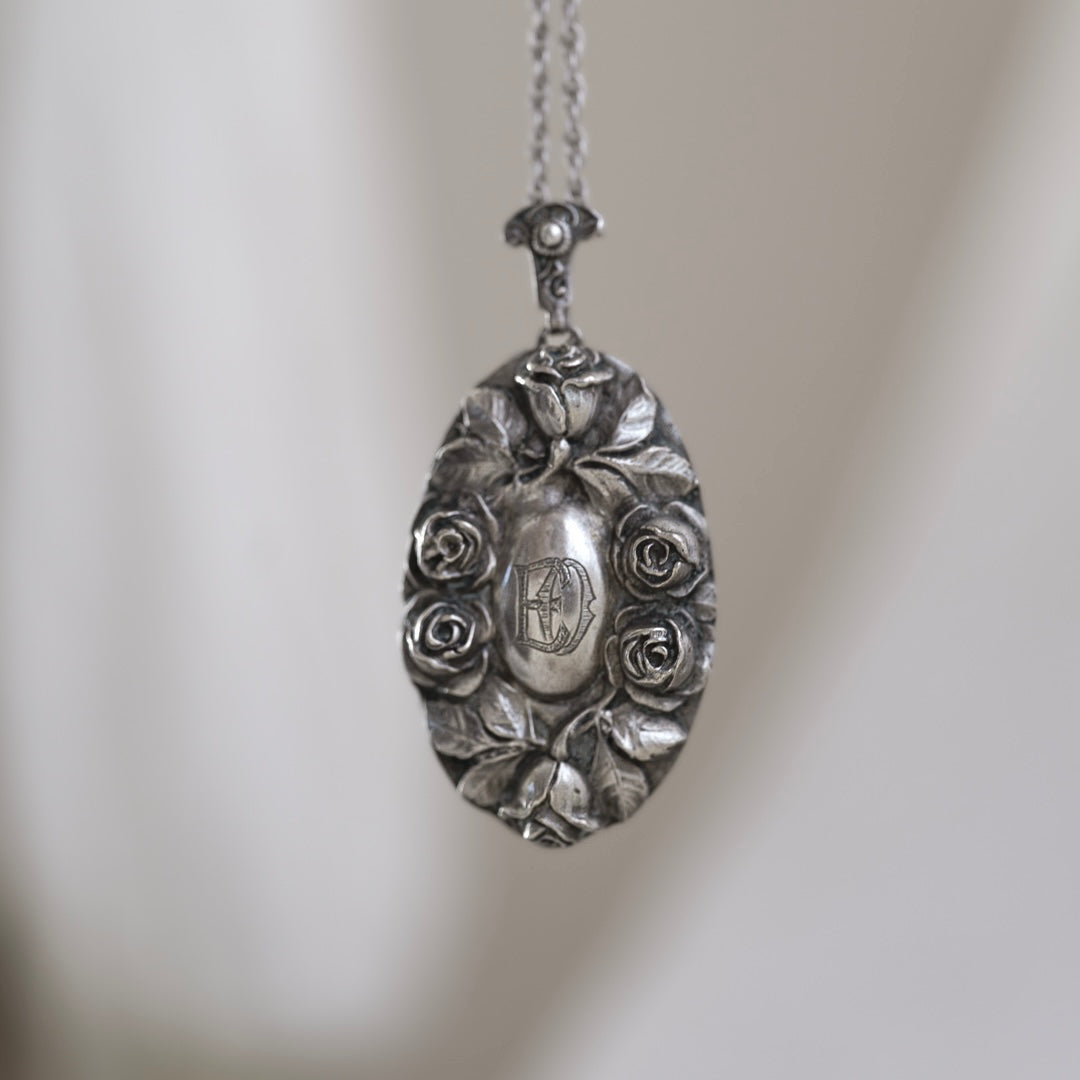 C.1900|"EO" Monogram Rosette Necklace