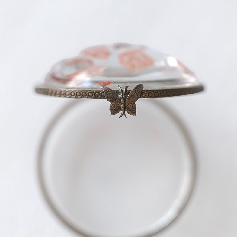 C.1900–1930|Small Domed Glass Case with Hand-Painted Vine Motif