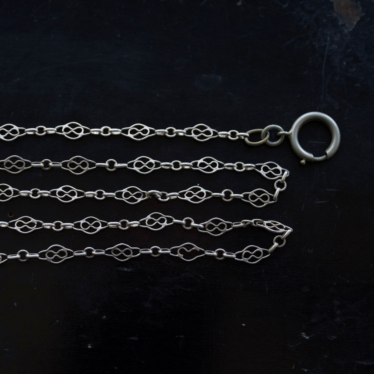 C.1900-1920|Ornamental Infinity Motif Silver Chain 60cm