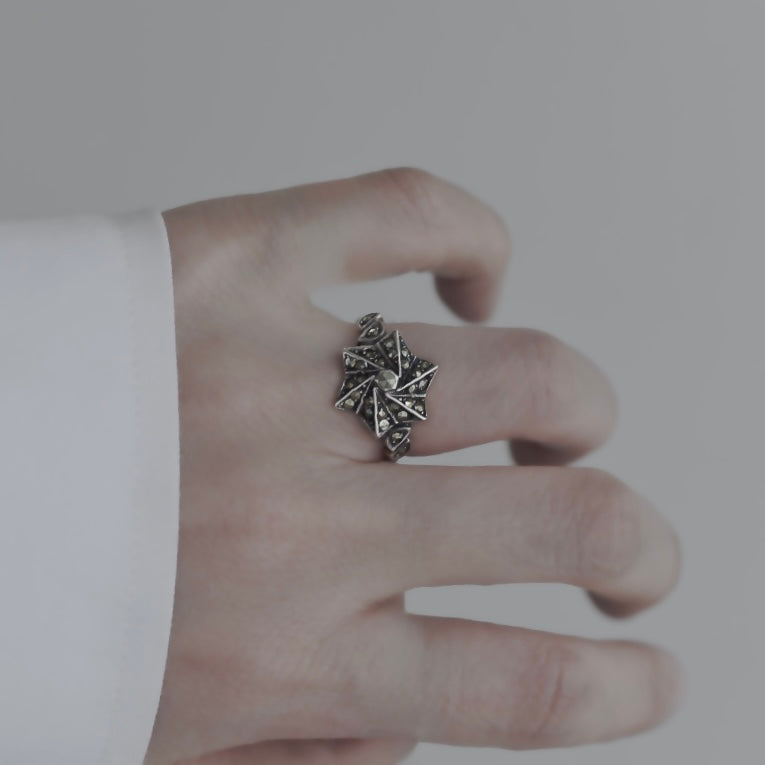 C.1920-1930|Starburst Marcasite Silver Ring