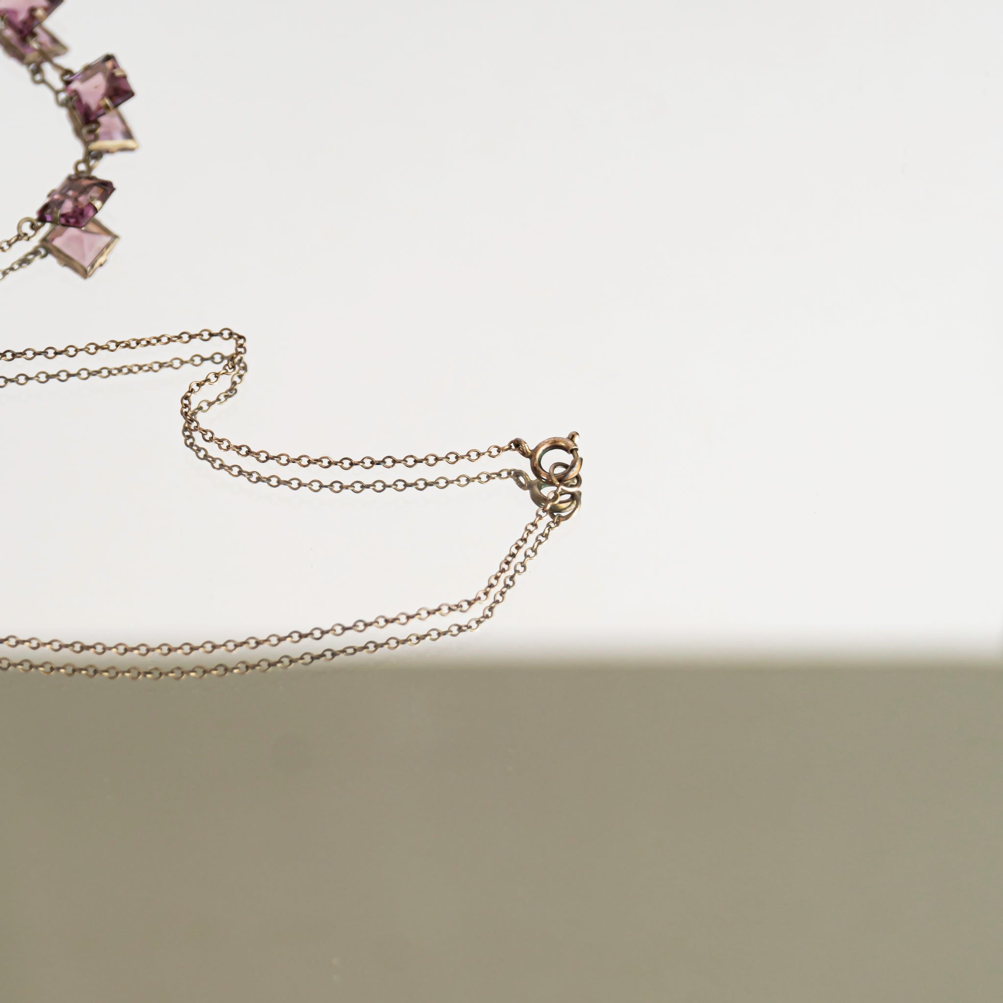 C.1930s|Purple 9 Square Glass Necklace