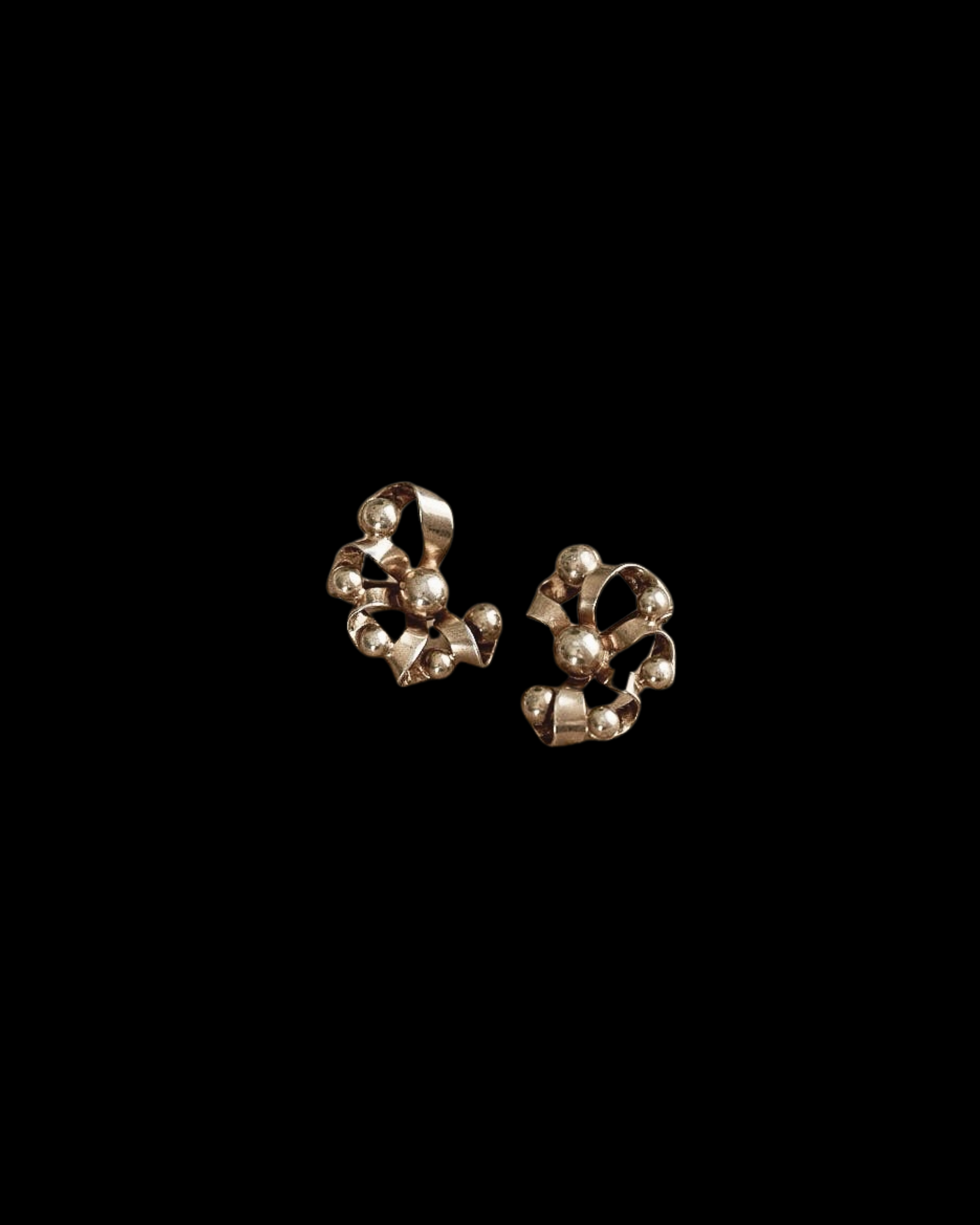 C.1950-|Structural Ribbon Silver Earrings