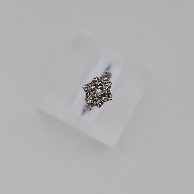 C.1920-1930|Starburst Marcasite Silver Ring