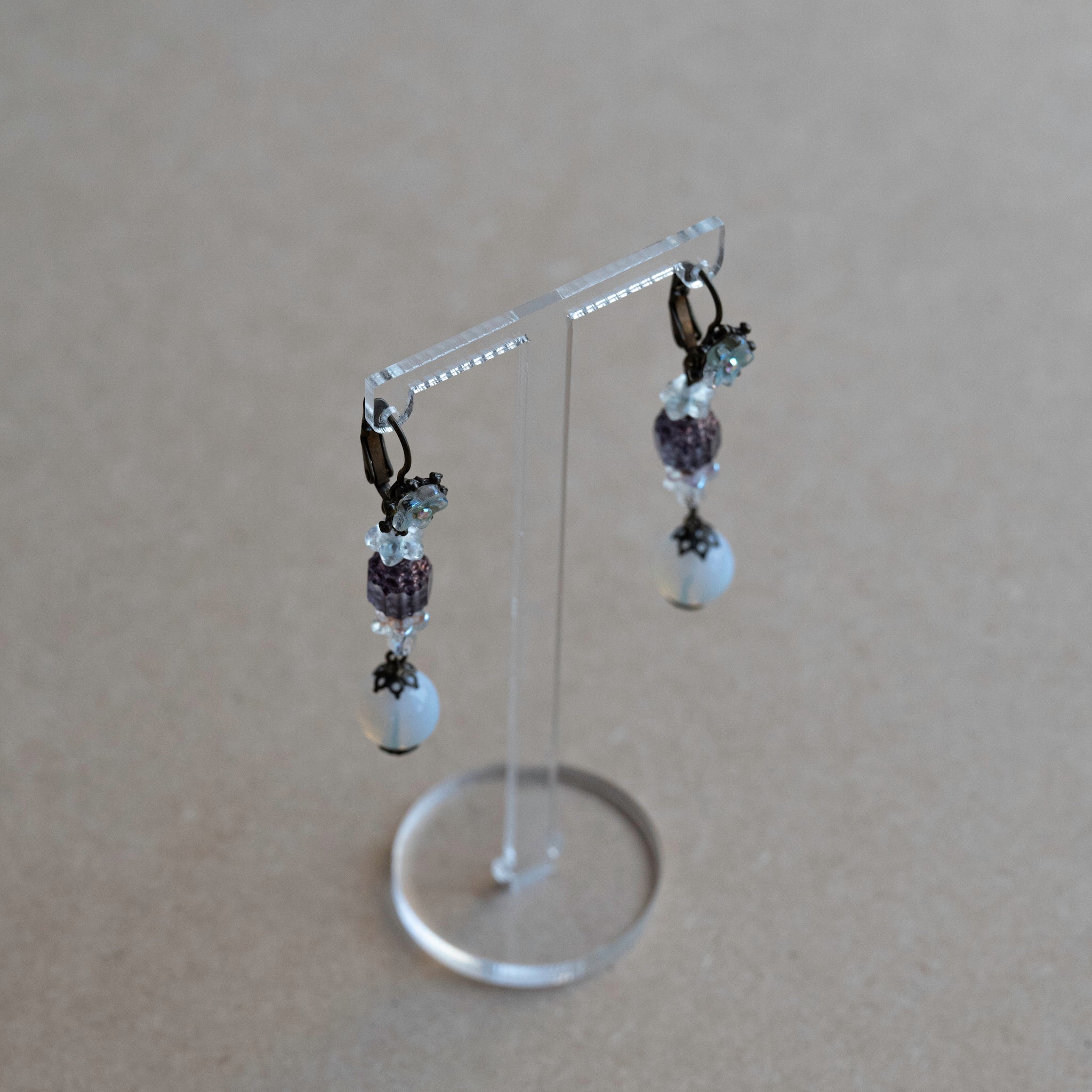 Flora Purple Glass Drop Earrings