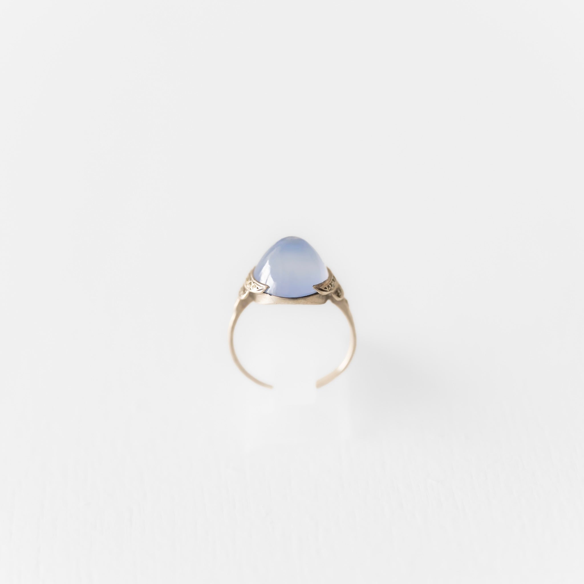 C.1920-1940|Blue Chalcedony & Marcasite French Silver Ring