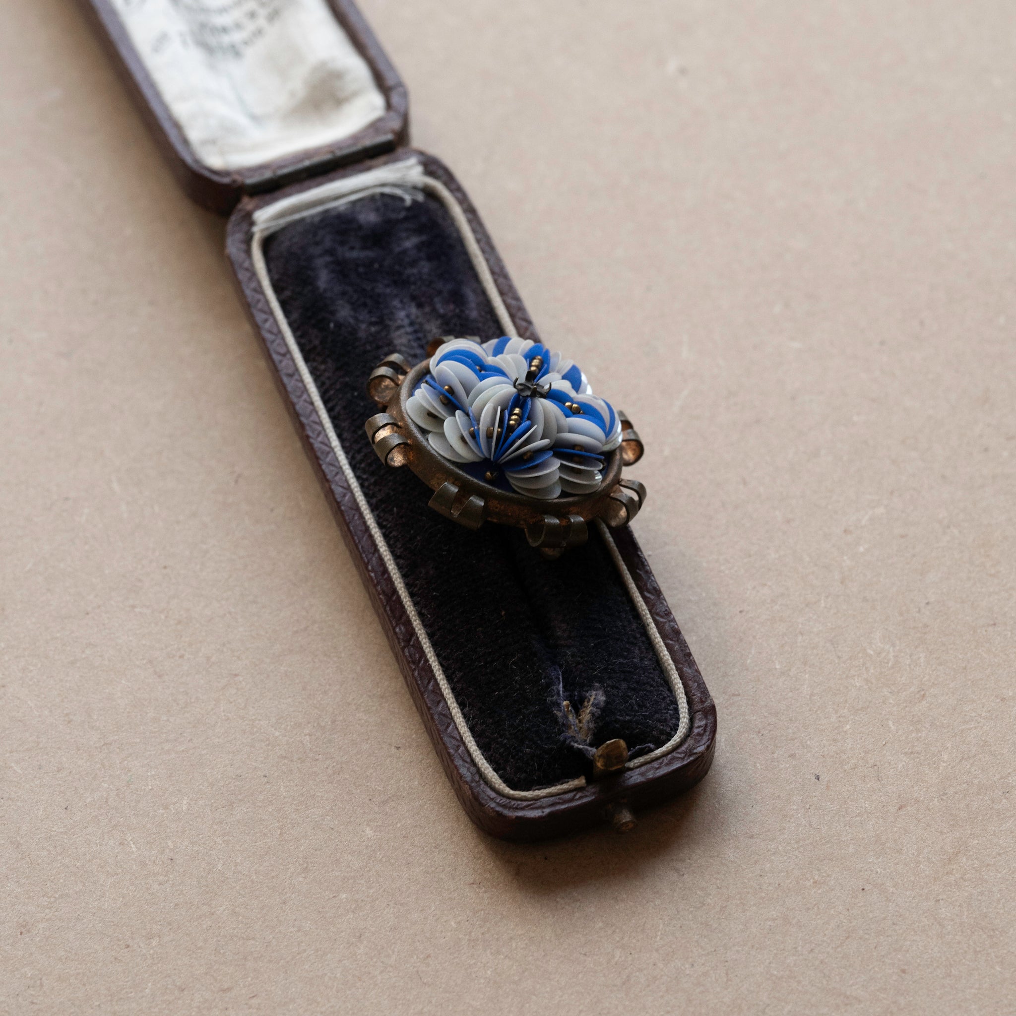 1930s Blue White Flora Brooch