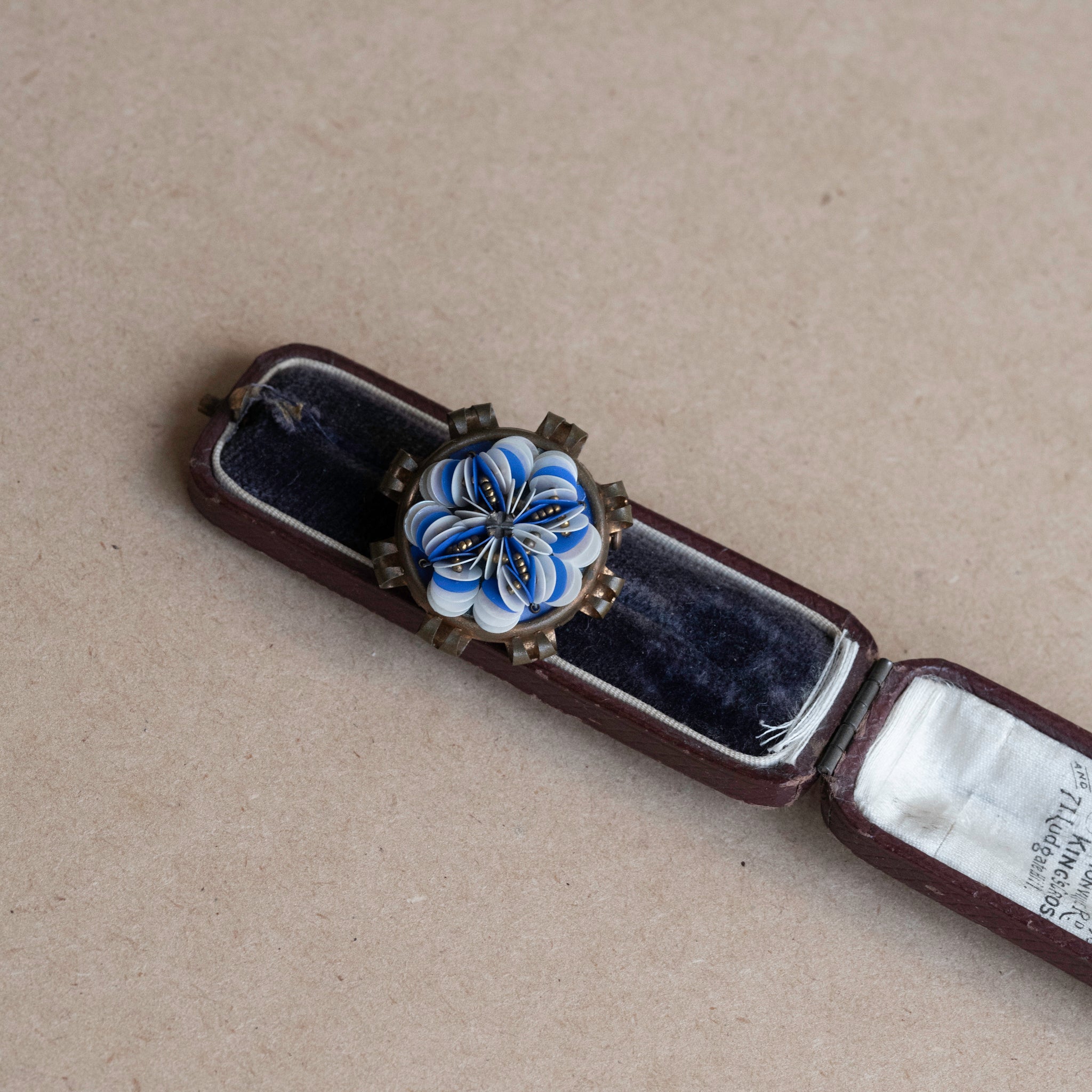 1930s Blue White Flora Brooch