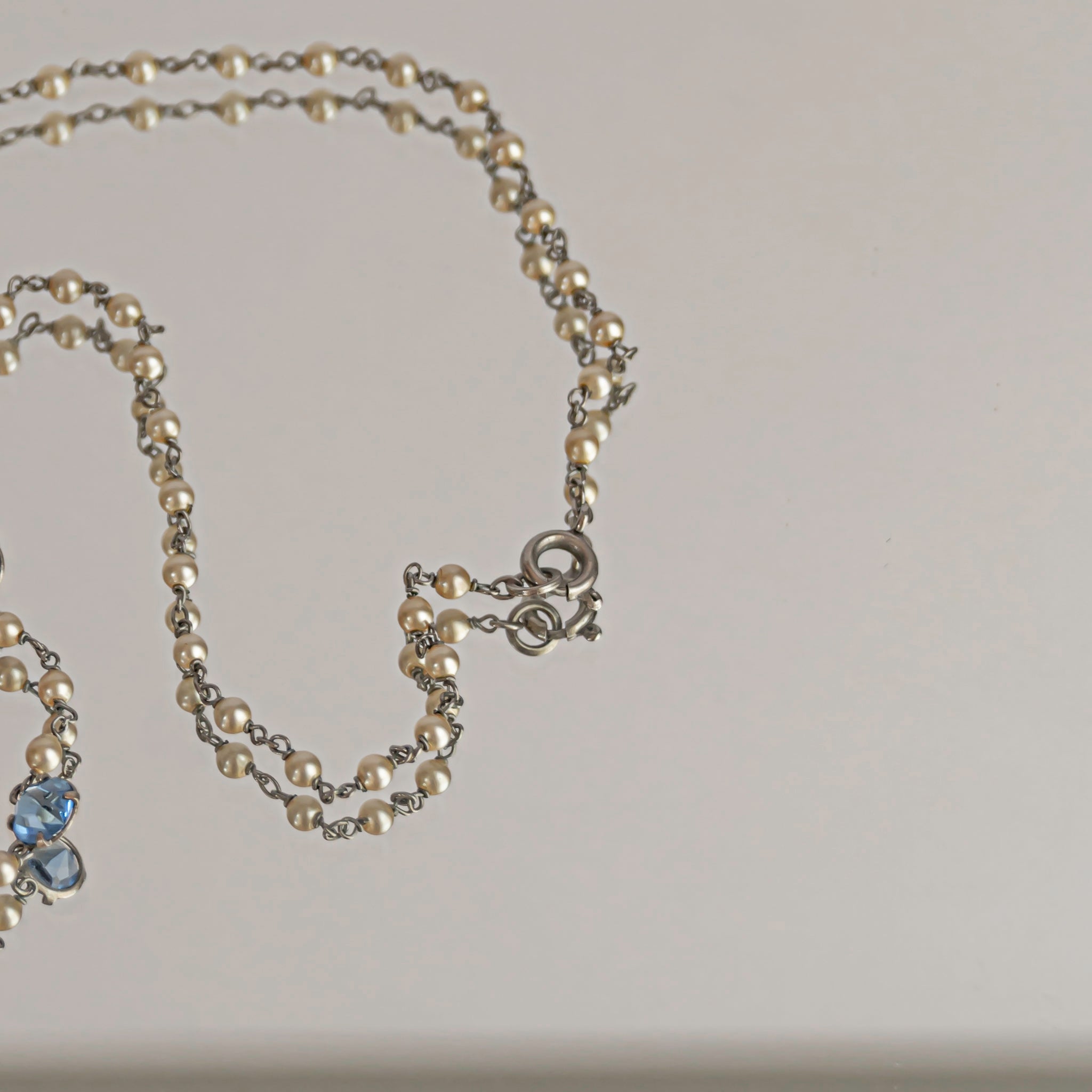 Light Blue Glass Pearl Chain Necklace
