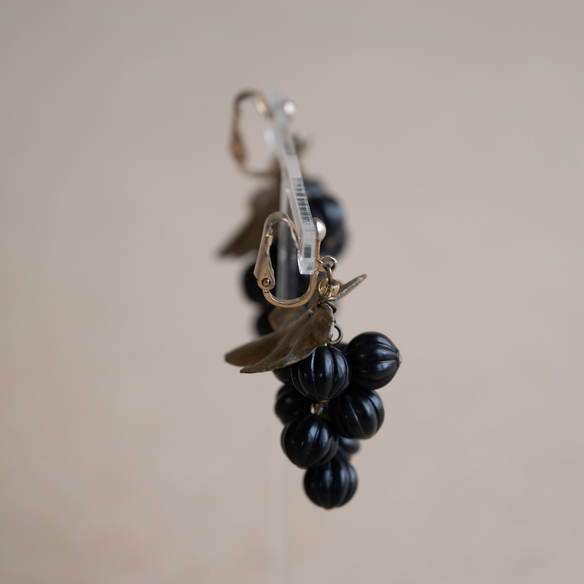 Black Grape Gold Leaf Earrings