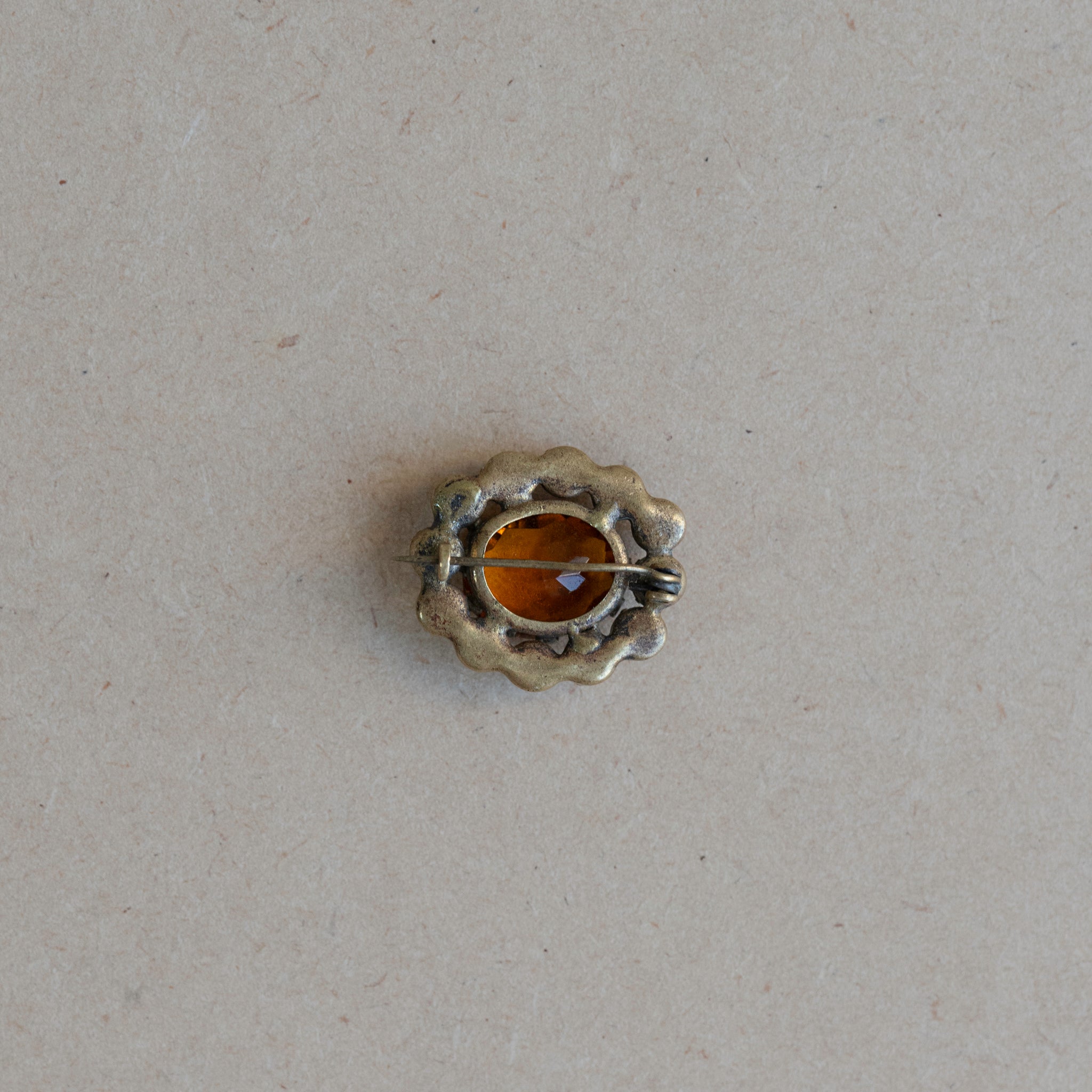 Antique Petit Orange Glass Brooch
