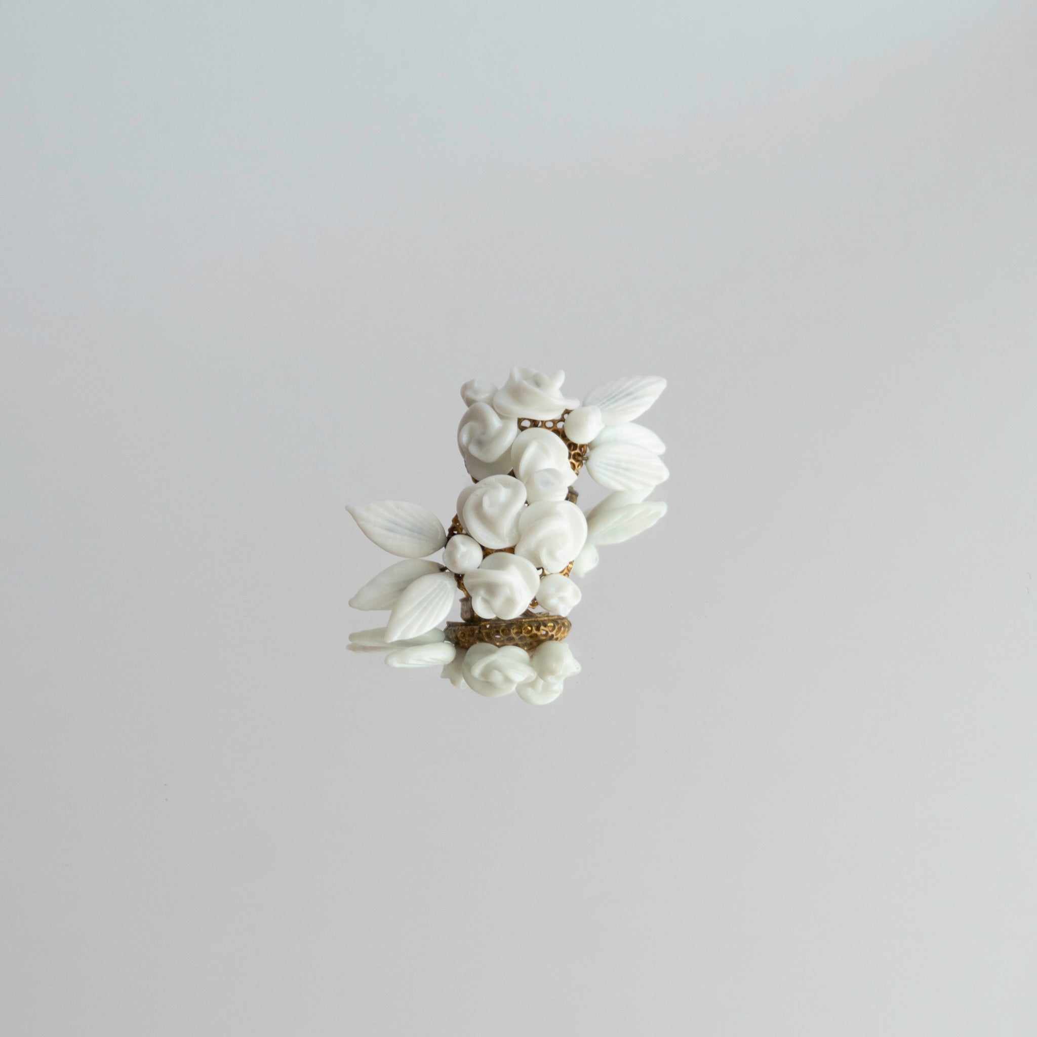 C.1940s Rosarium Milky White Glass Earrings