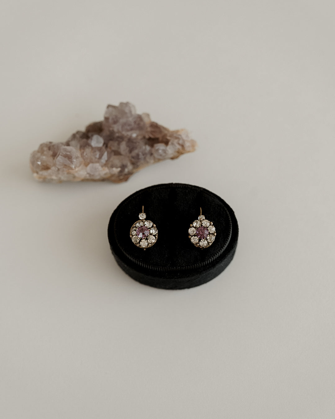 C.1900|Purple Clear Paste Pierced Earrings