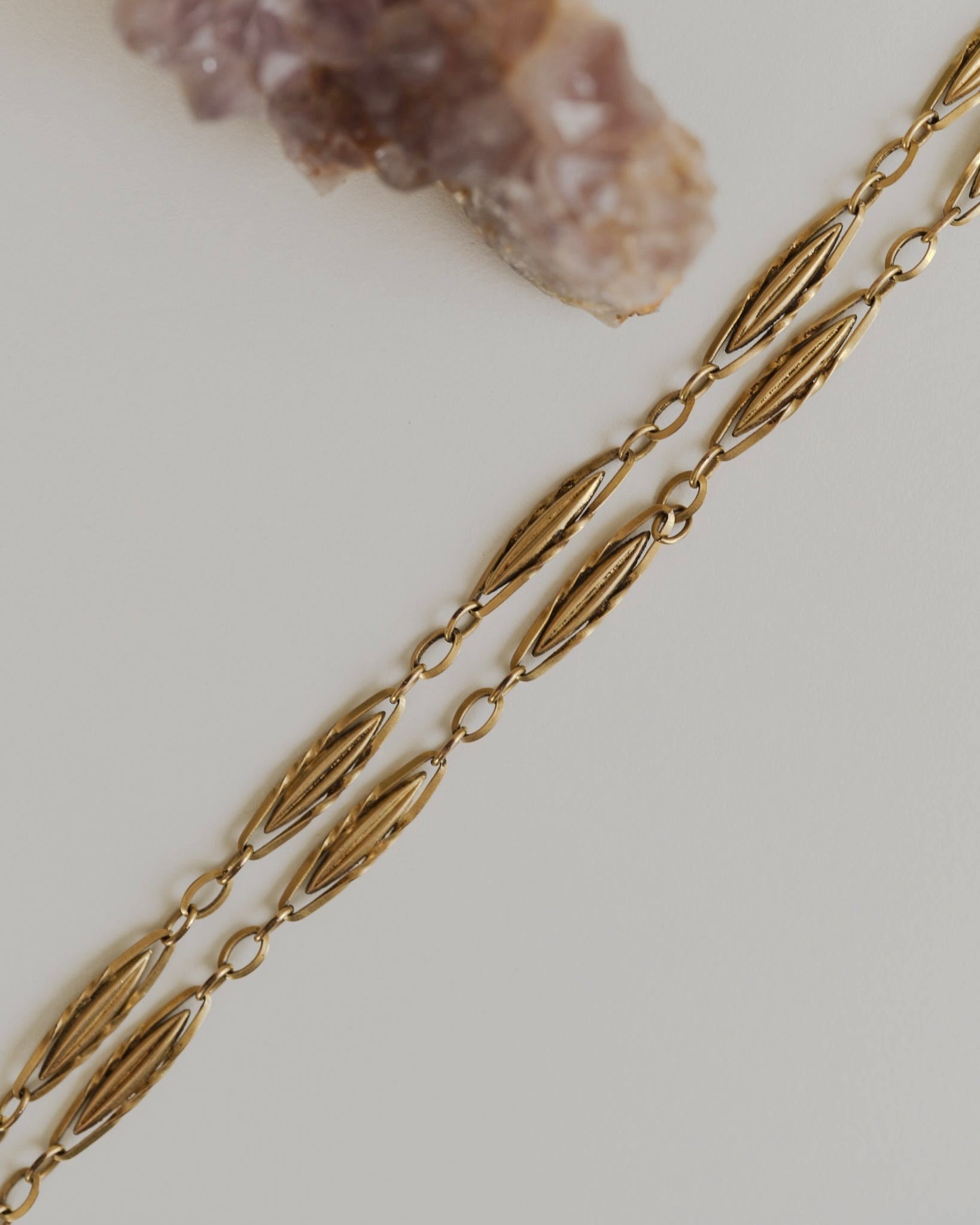 C.1910-1930|Leaf Motif Navette-Link Chain