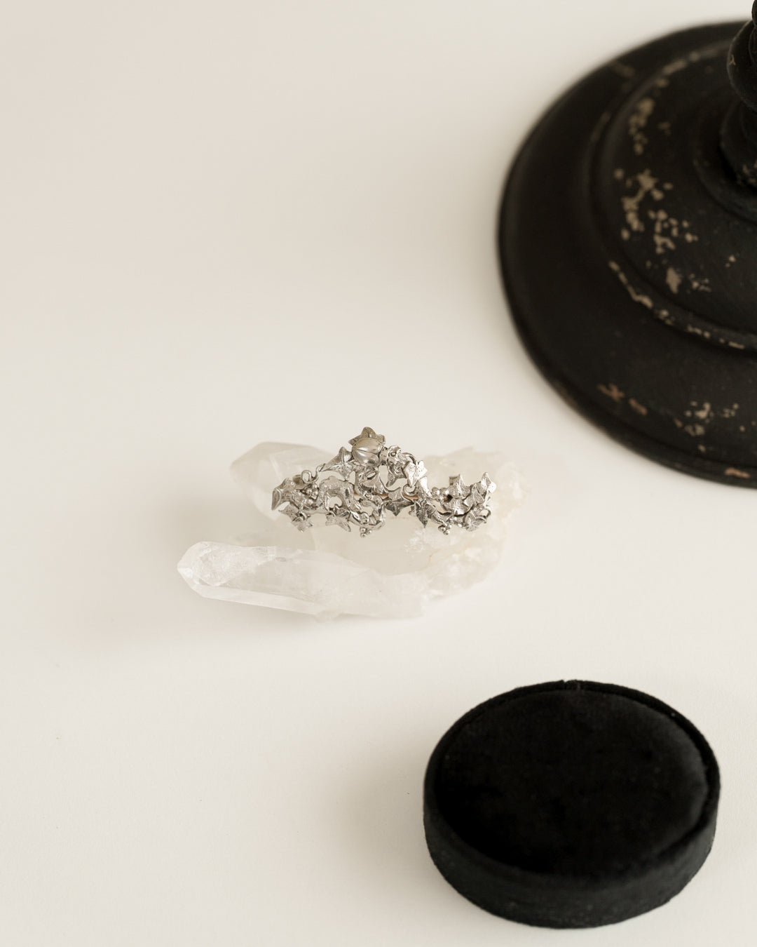 C.1900|Stag Beetle Grape Tree Silver Brooch