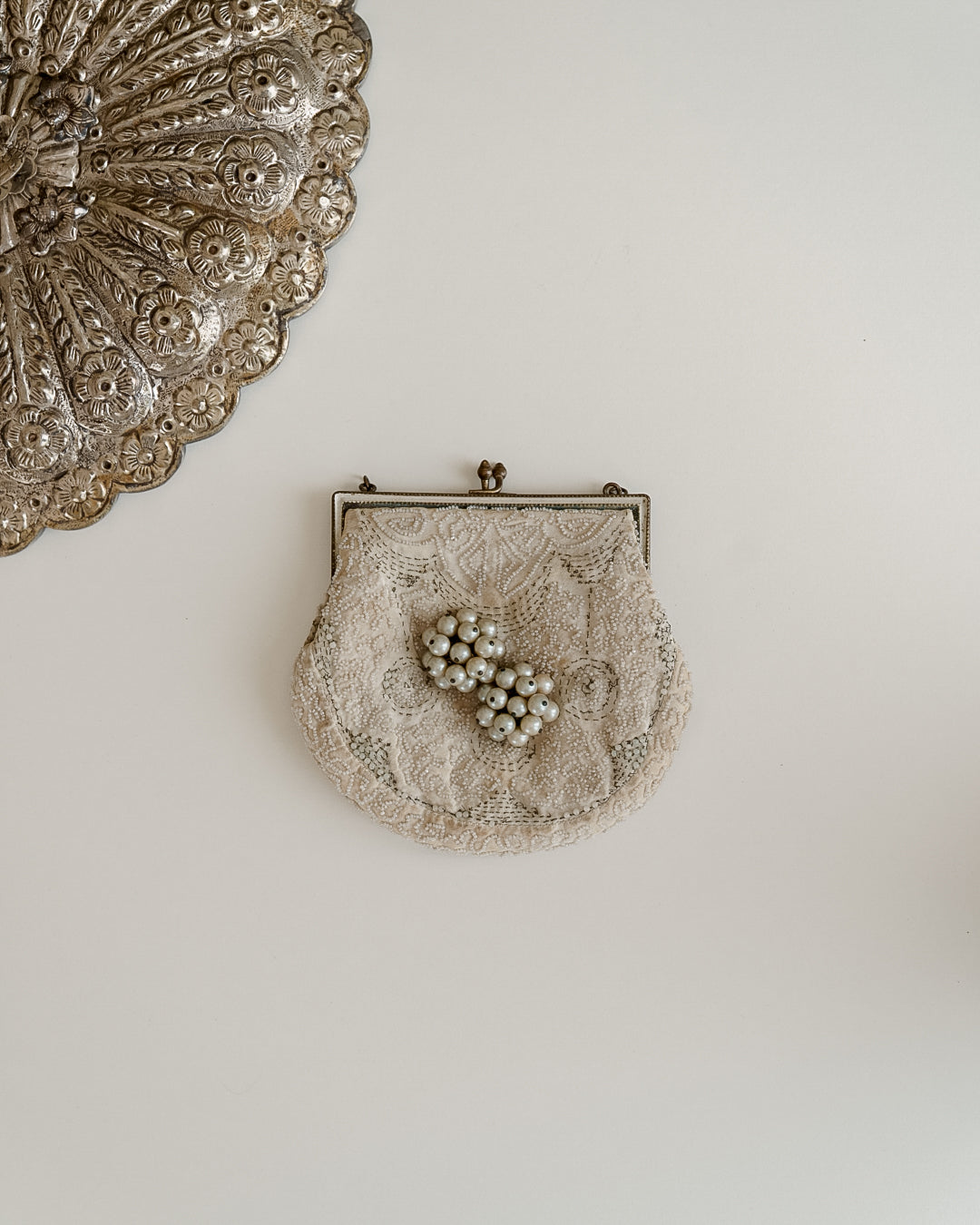 C.1940-|Blue Moon|Iridescent Pearl Cluster Earrings