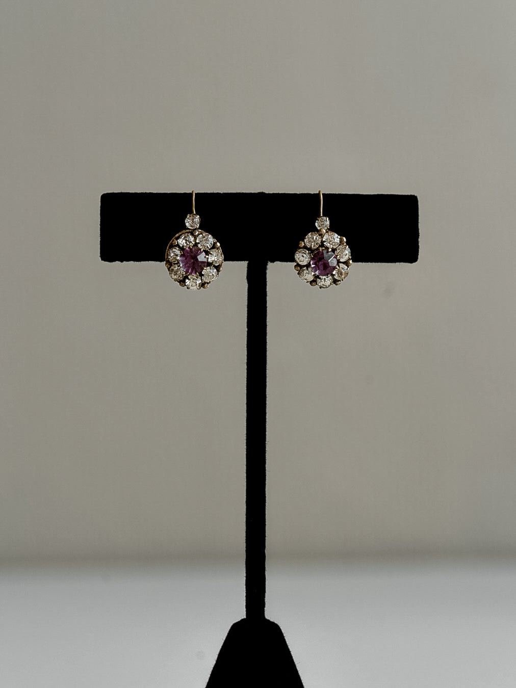 C.1900|Purple Clear Paste Pierced Earrings