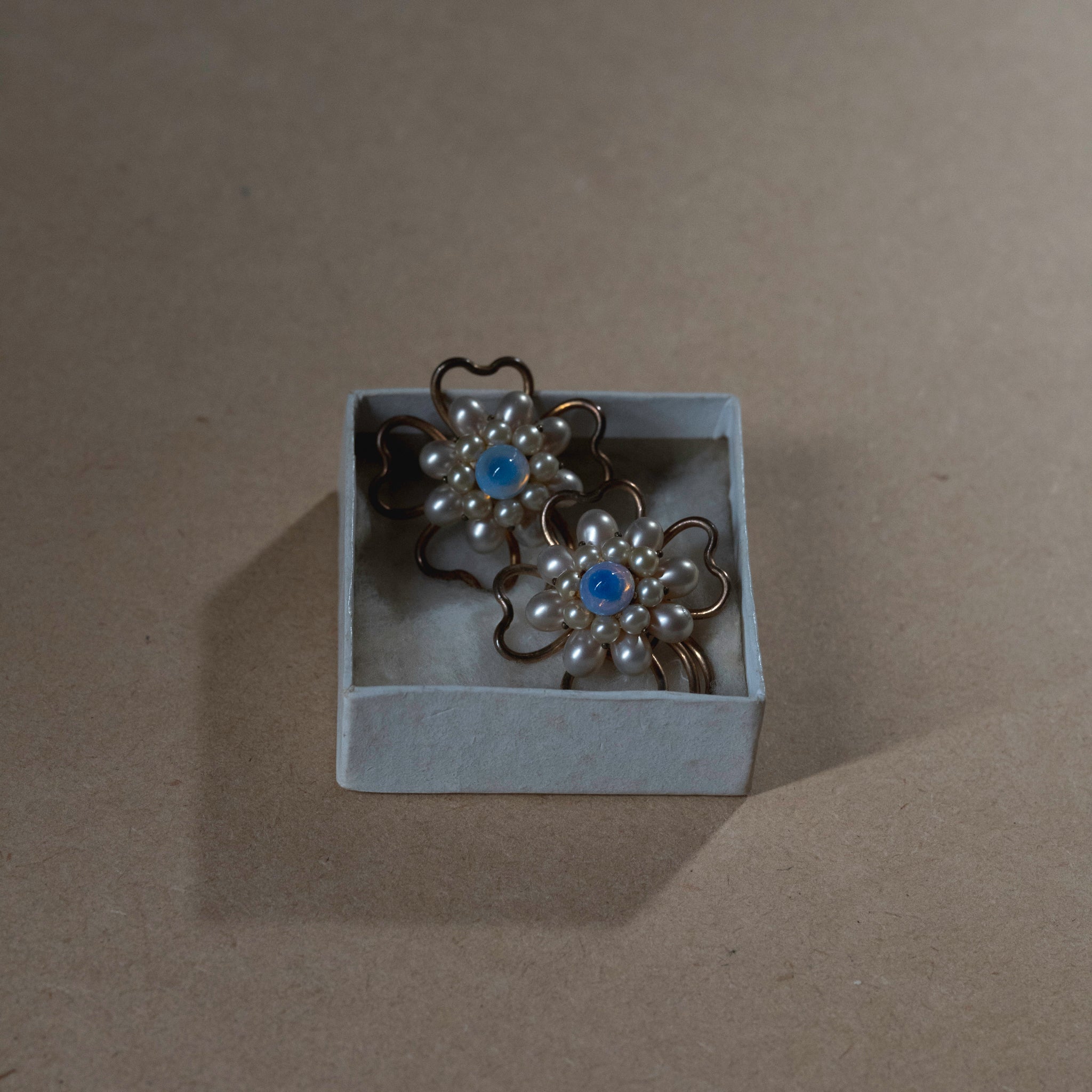 C1950 Louis Rousselet|Clover Glass Pearl Earrings