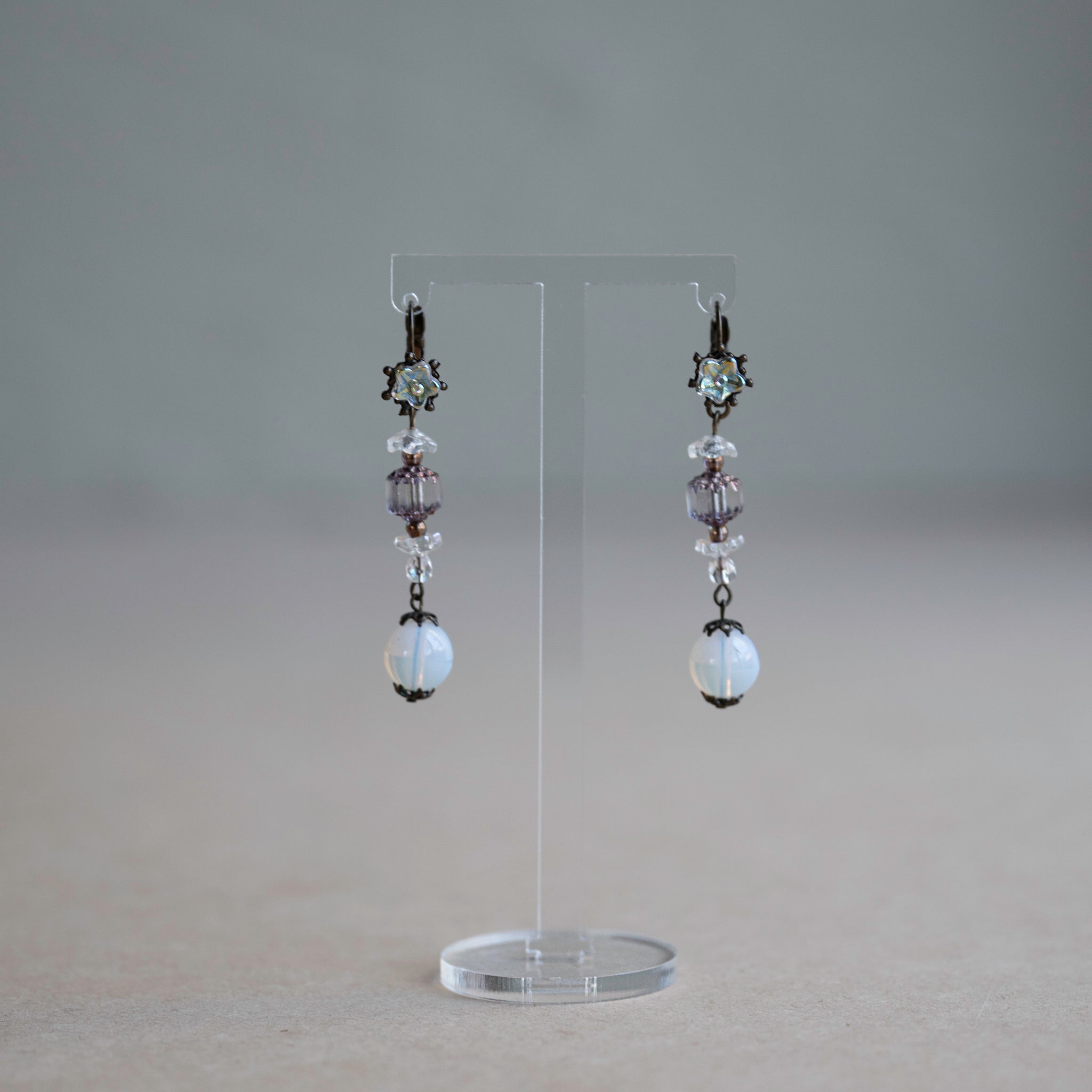 Flora Purple Glass Drop Earrings