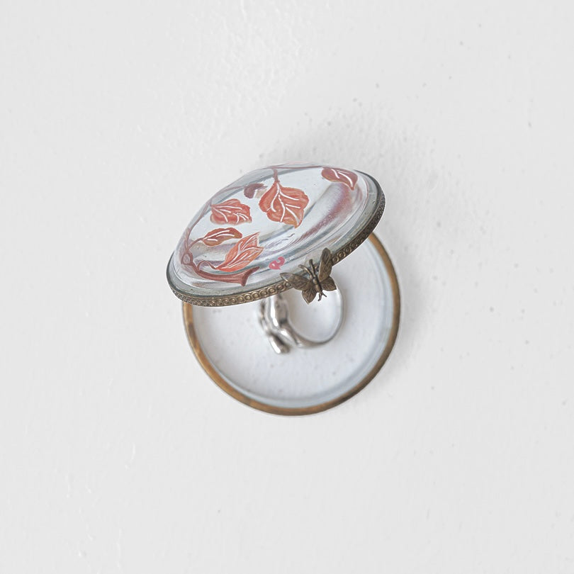 C.1900–1930|Small Domed Glass Case with Hand-Painted Vine Motif